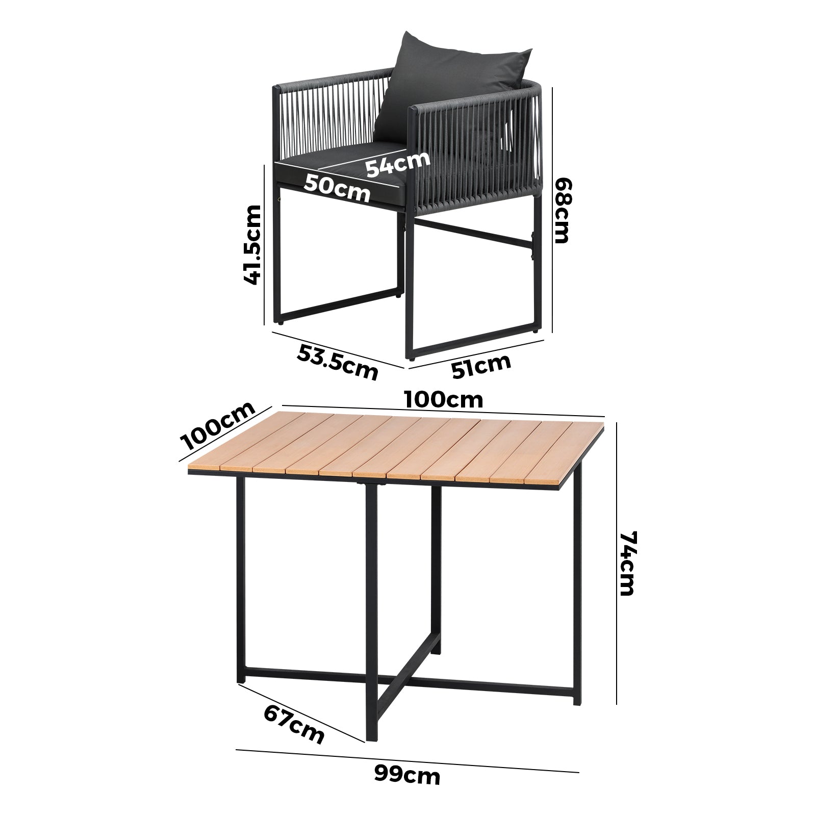 Livsip 3PCS Outdoor Dining Furniture Setting Garden Patio Lounge Table Chairs - Sunyee
