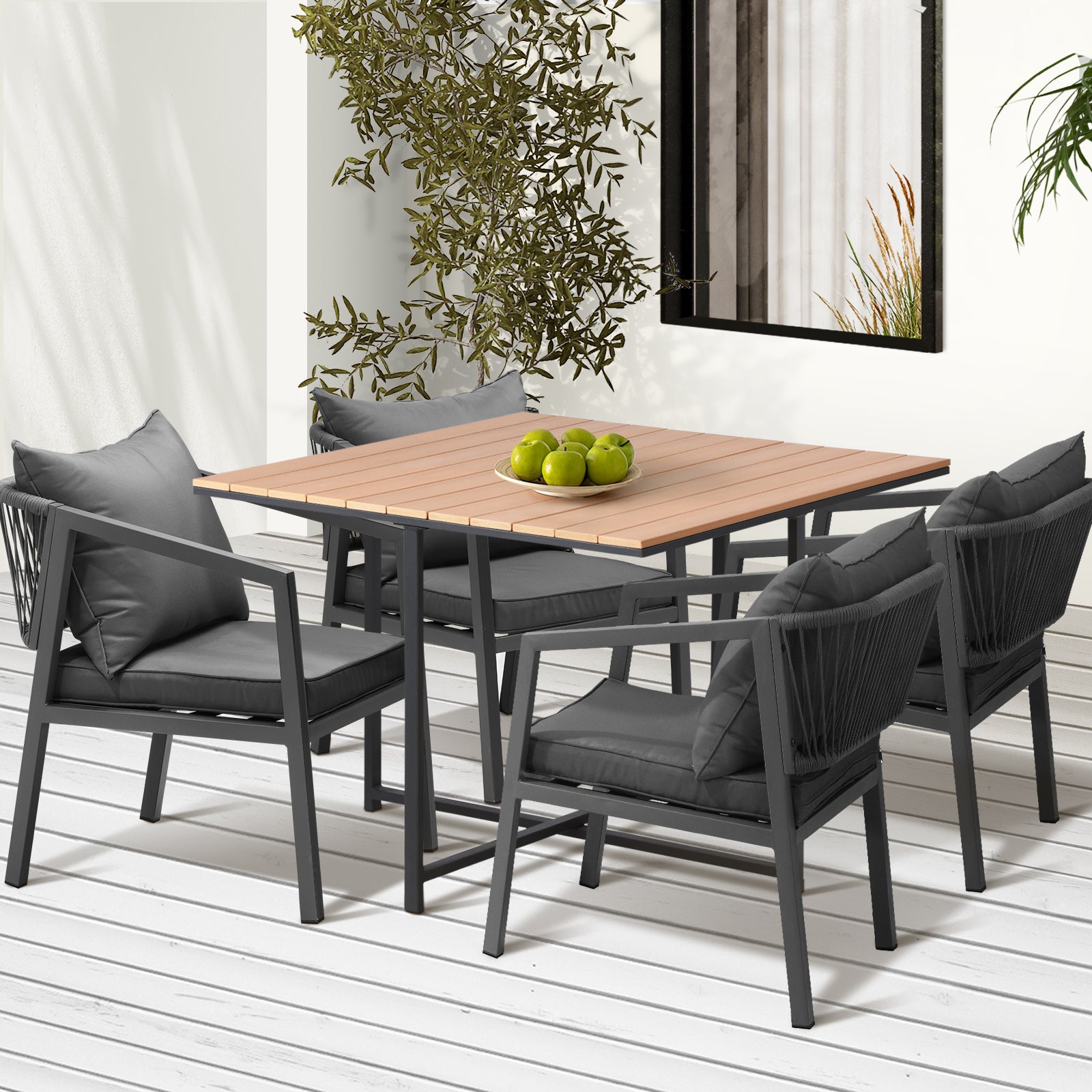 Livsip 4 Seater Outdoor Dining Set Patio Furniture Garden Table Chairs Setting - Sunyee