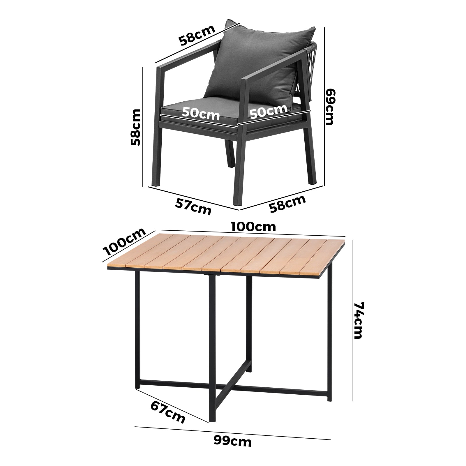 Livsip 4 Seater Outdoor Dining Set Patio Furniture Garden Table Chairs Setting - Sunyee