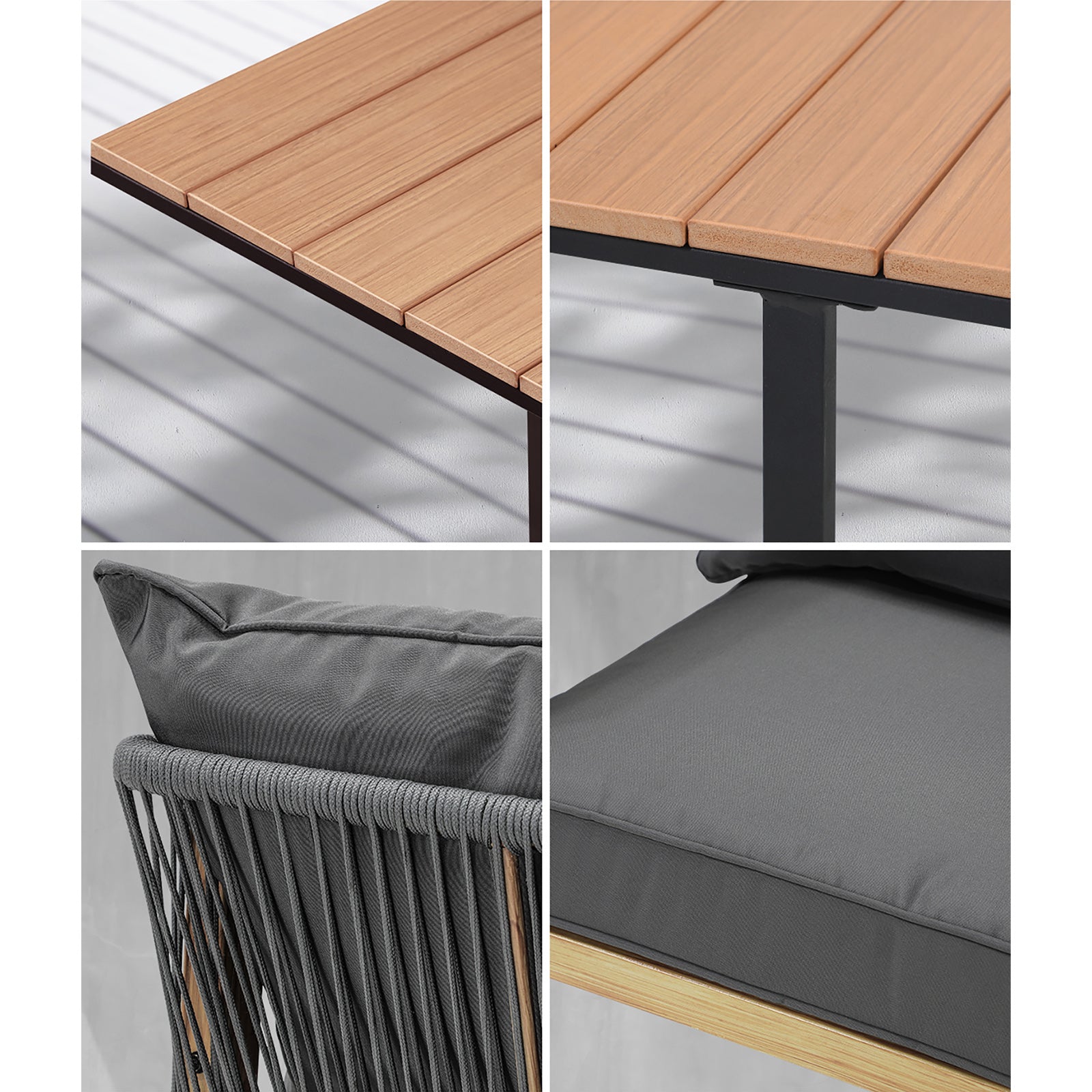 Livsip 5PCS Outdoor Patio Set Furniture Table Armchair Garden Dining Setting - Sunyee