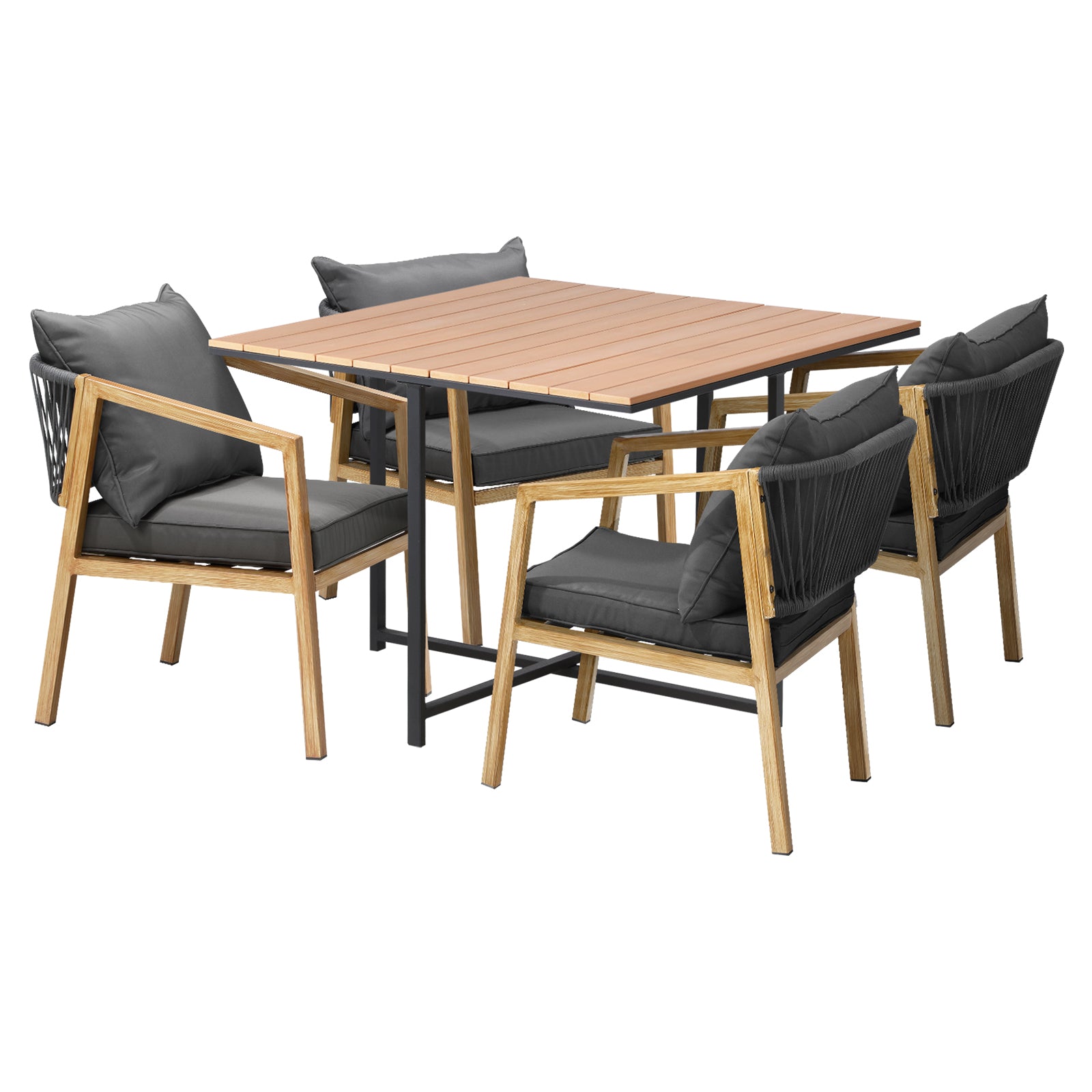 Livsip 5PCS Outdoor Patio Set Furniture Table Armchair Garden Dining Setting - Sunyee