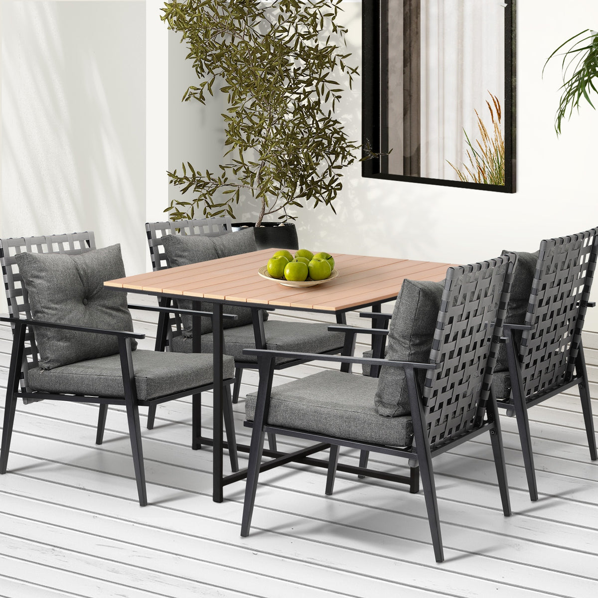 Livsip Outdoor Dining Set Patio Furniture Garden Rattan Chairs Setting 4 Seater - Sunyee