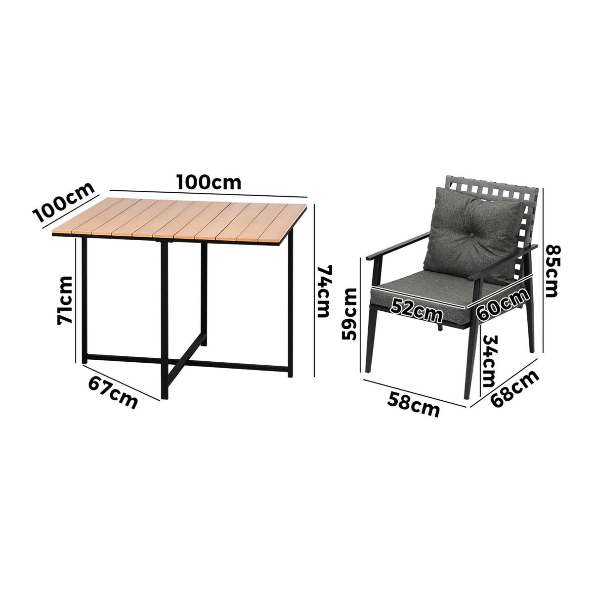 Livsip Outdoor Dining Set Patio Furniture Garden Rattan Chairs Setting 4 Seater - Sunyee