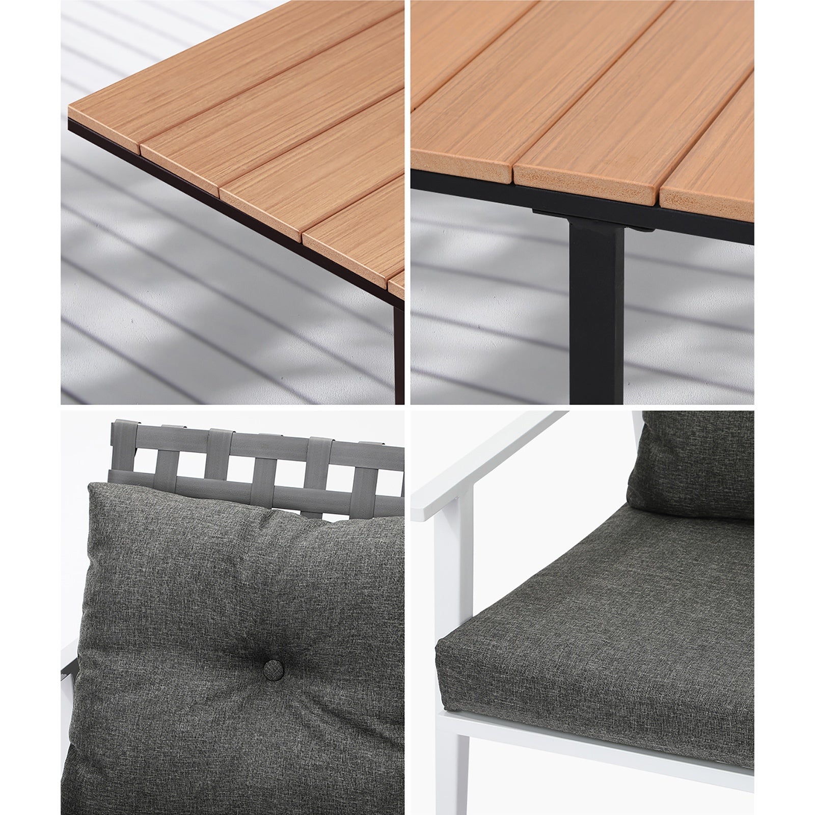 Livsip Outdoor Dining Set Patio Furniture Garden Rattan White Chairs Setting 5PC - Sunyee