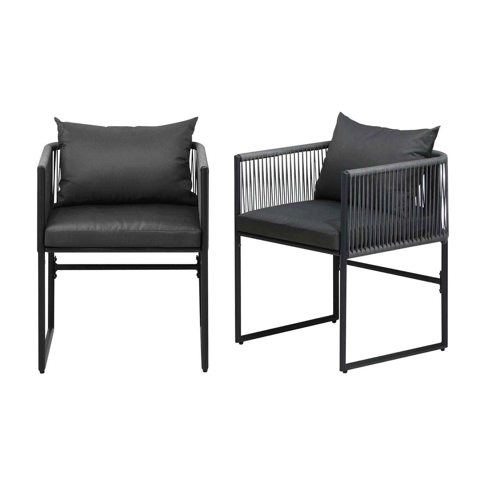 Livsip Outdoor Dining Chairs Furniture 2 Piece Lounge Patio Garden Set Grey - Sunyee