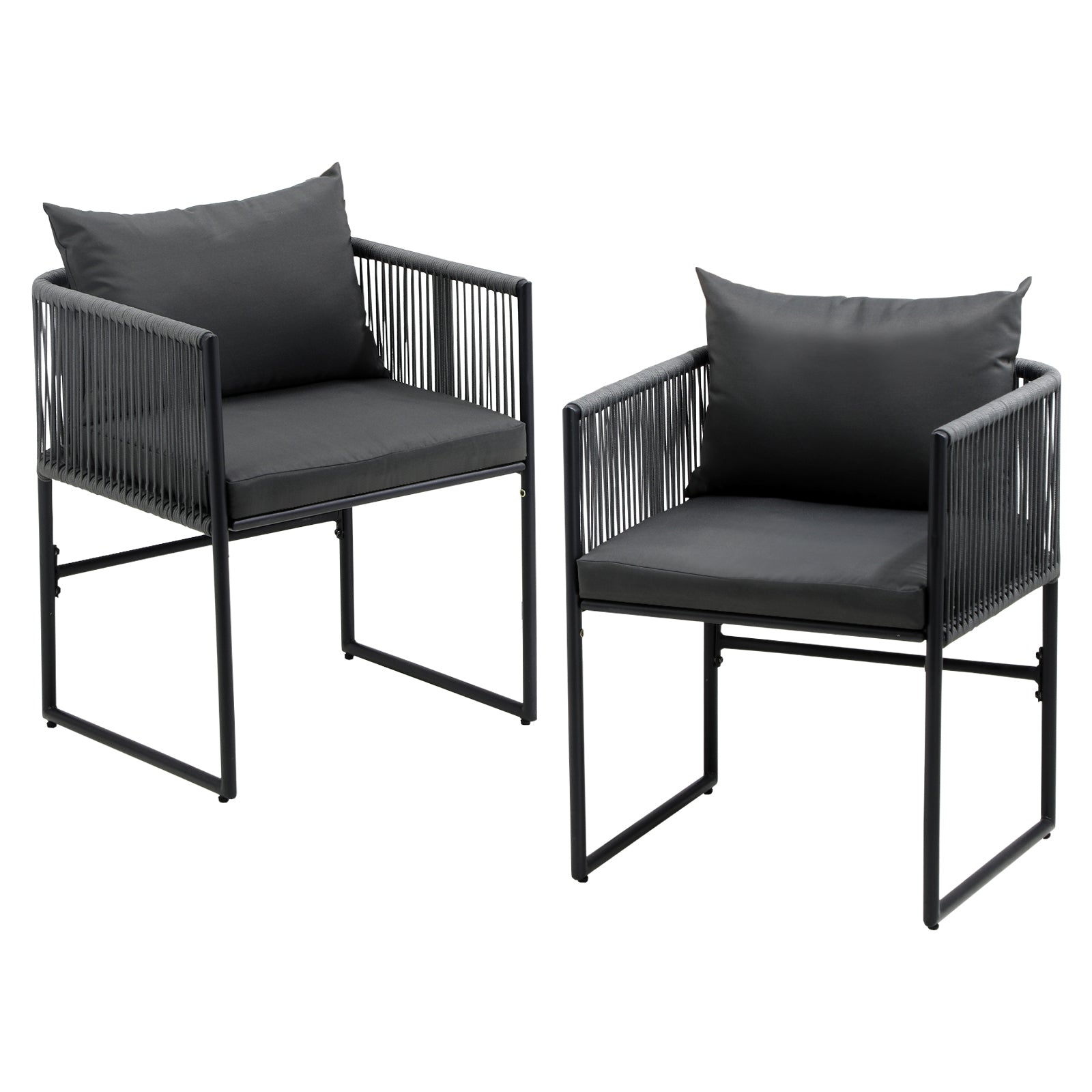 Livsip Outdoor Dining Chairs Furniture 2 Piece Lounge Patio Garden Set Grey - Sunyee