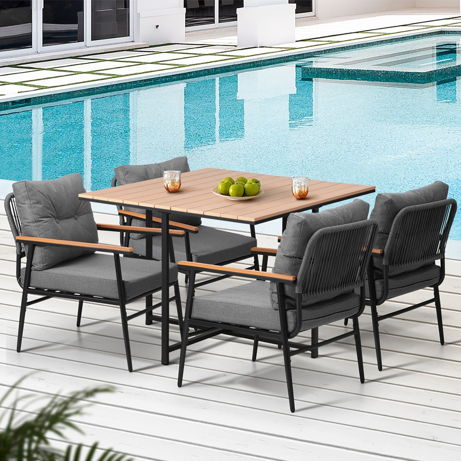 Livsip Outdoor Dining Set Patio Furniture Garden Table and Chairs 4 Seater - Sunyee