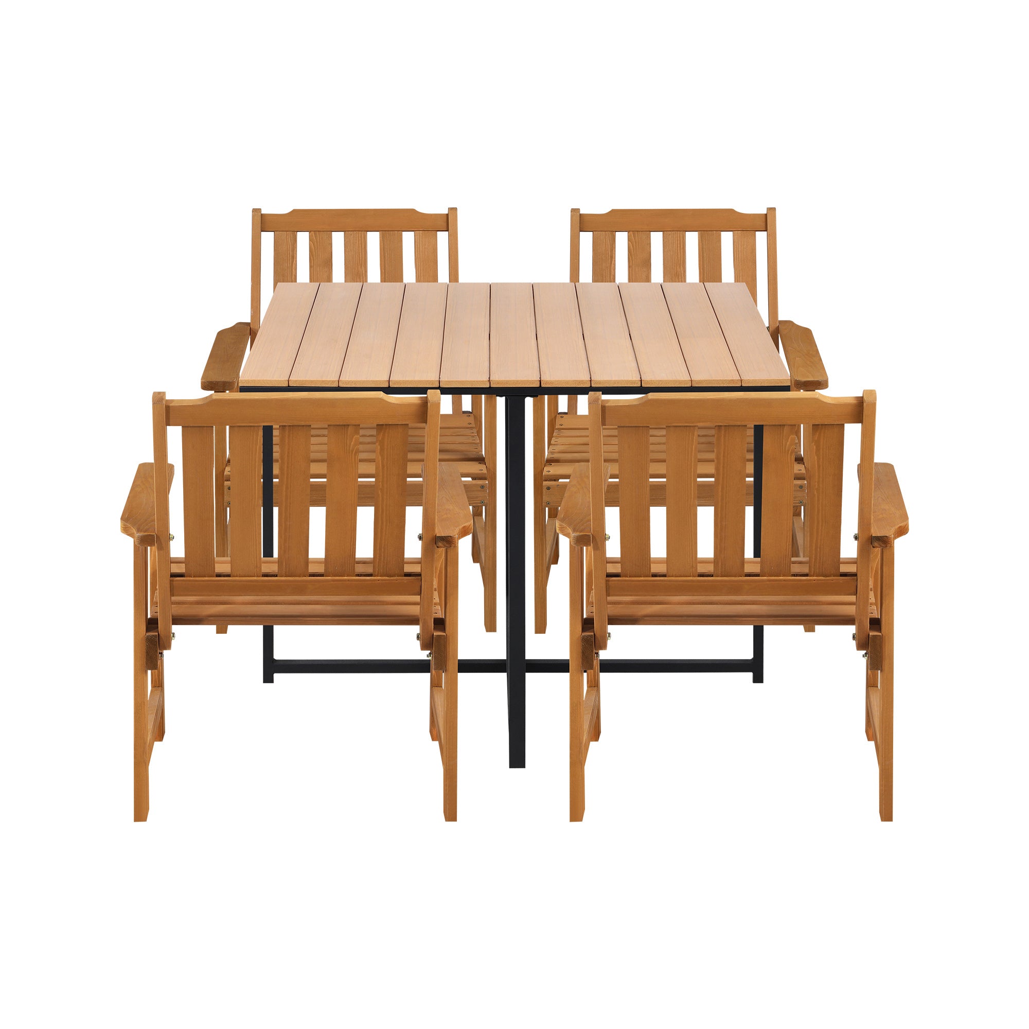 Livsip 4 Seater Outdoor Dining Set Furniture Table & Wood Chairs Patio Setting - Sunyee