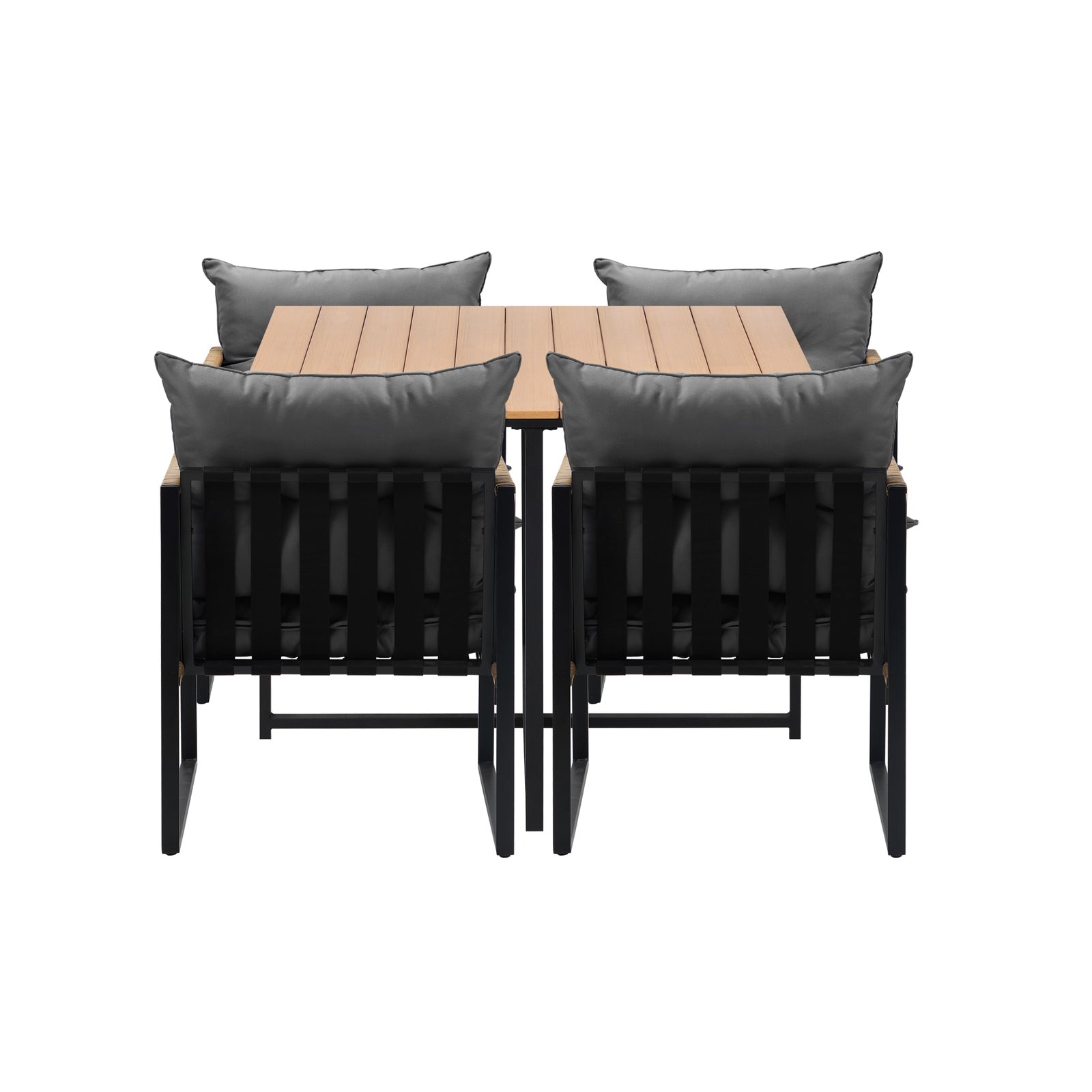 Livsip Outdoor Dining Set Furniture Patio Setting Wood-Plastic Table 4 Seater - Sunyee