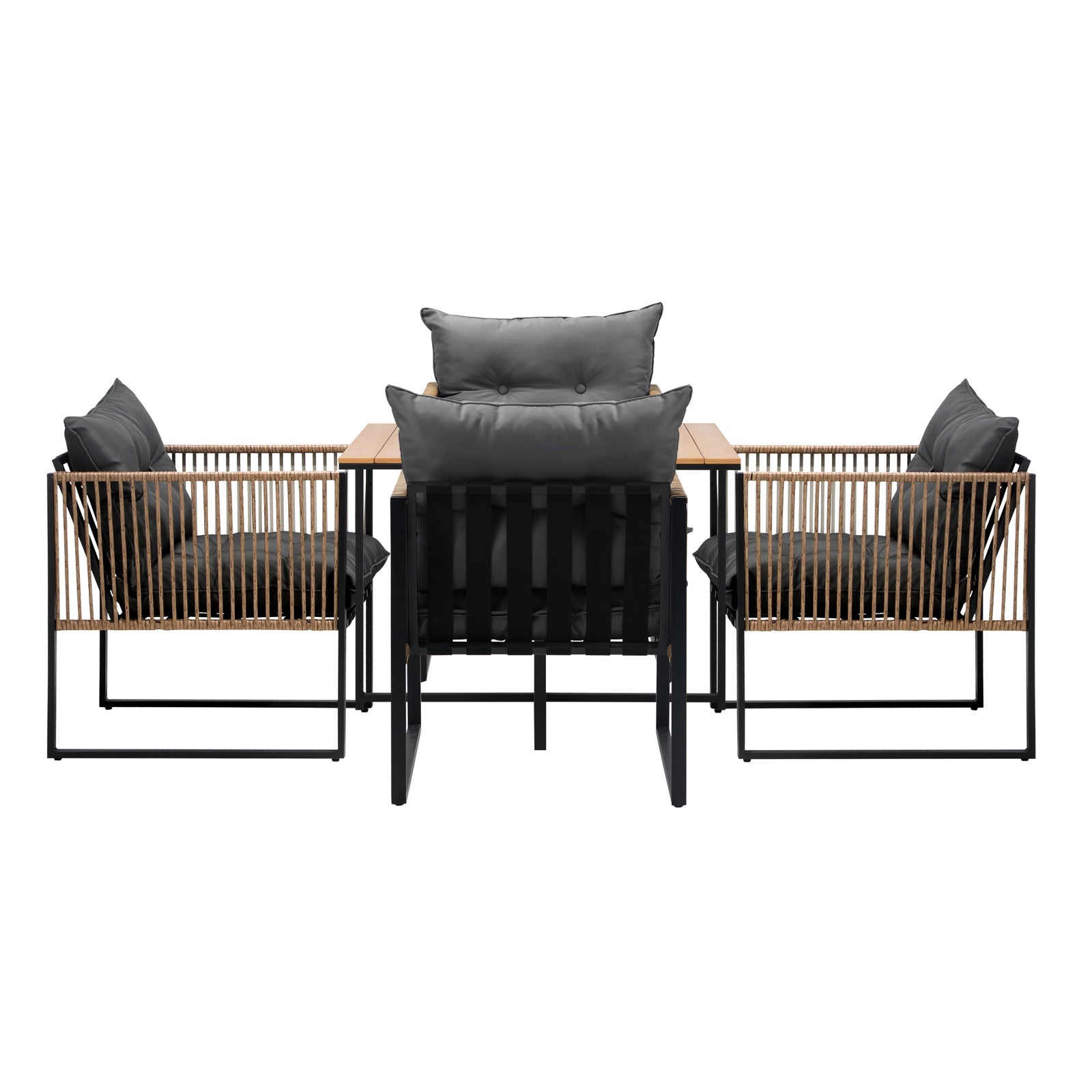 Livsip Outdoor Dining Set Furniture Patio Setting Wood-Plastic Table 4 Seater - Sunyee