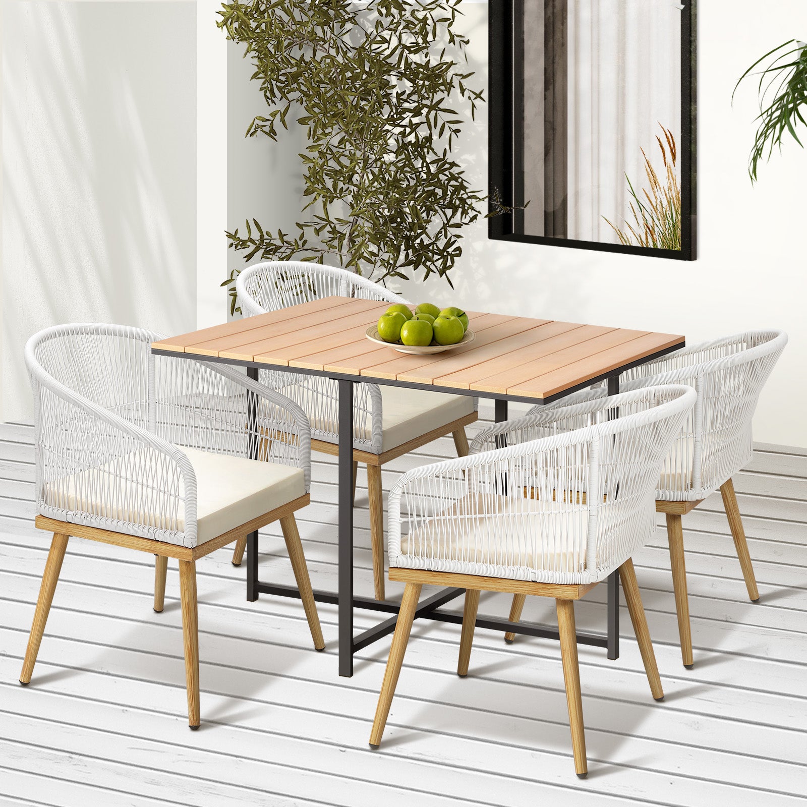 Livsip Outdoor Dining Set Furniture Table Chairs Patio Bistro Setting 5 Piece - Sunyee