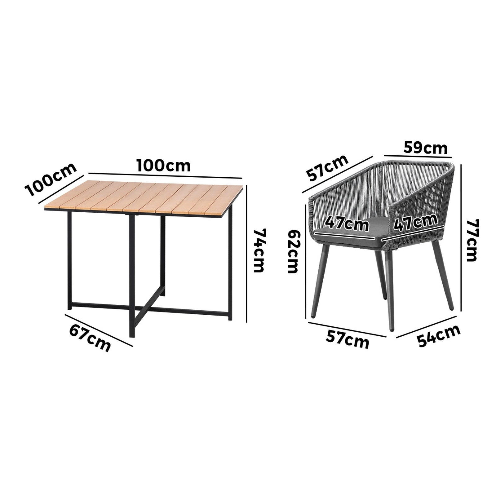 Livsip 5PCS Outdoor Dining Set Furniture Table Lounge Chairs Patio Setting - Sunyee