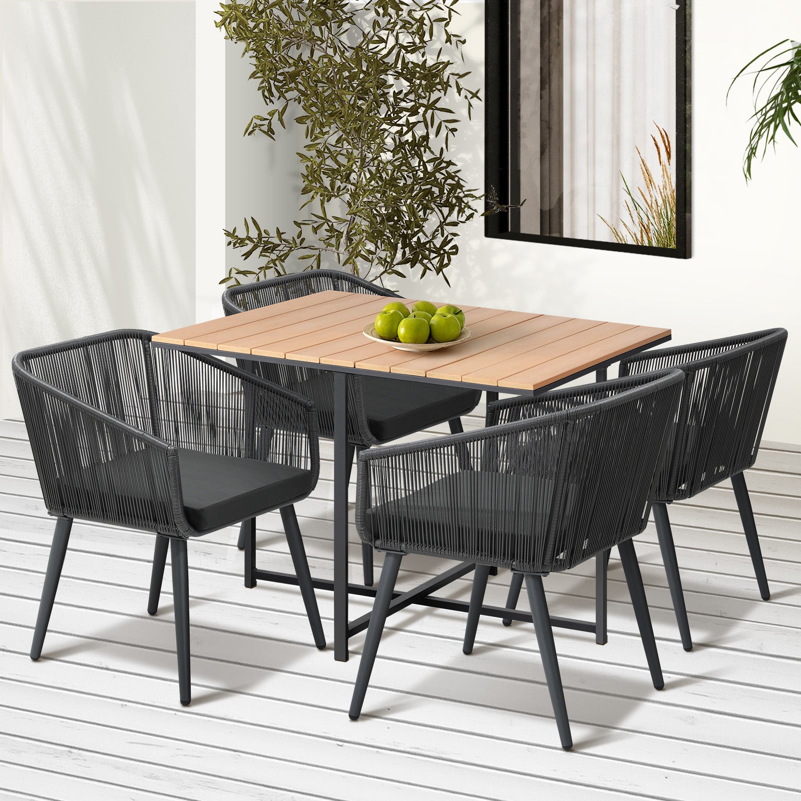 Livsip 5PCS Outdoor Dining Set Furniture Table Lounge Chairs Patio Setting - Sunyee