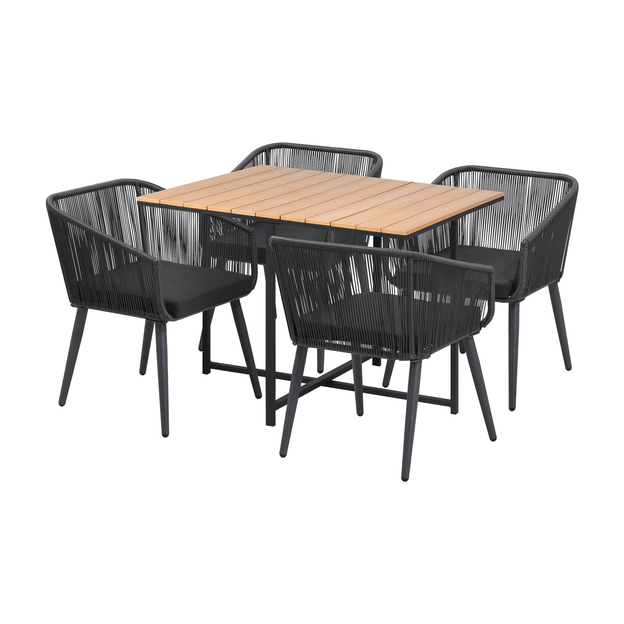 Livsip 5PCS Outdoor Dining Set Furniture Table Lounge Chairs Patio Setting - Sunyee