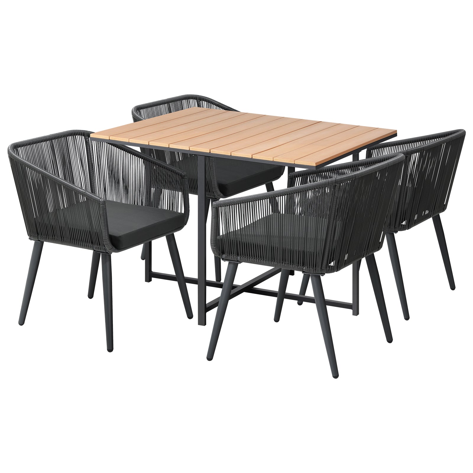 Livsip 5PCS Outdoor Dining Set Furniture Table Lounge Chairs Patio Setting - Sunyee