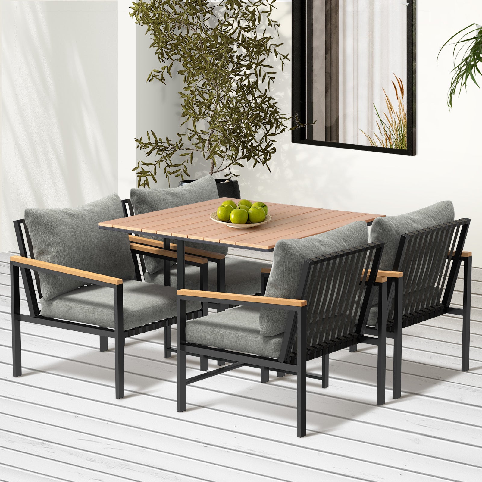 Livsip Outdoor Dining Set Table & Chairs 5PCS Patio Furniture Lounge Setting - Sunyee