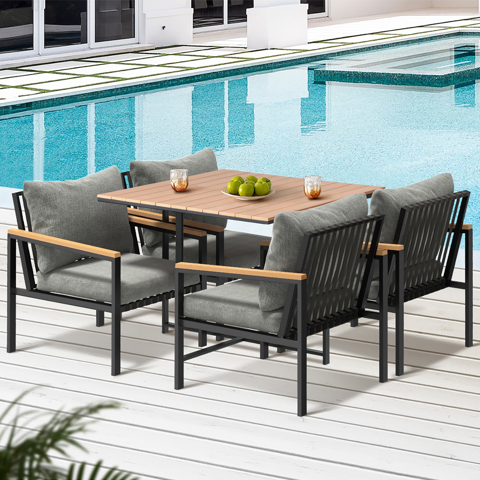 Livsip Outdoor Dining Set Table & Chairs 5PCS Patio Furniture Lounge Setting - Sunyee