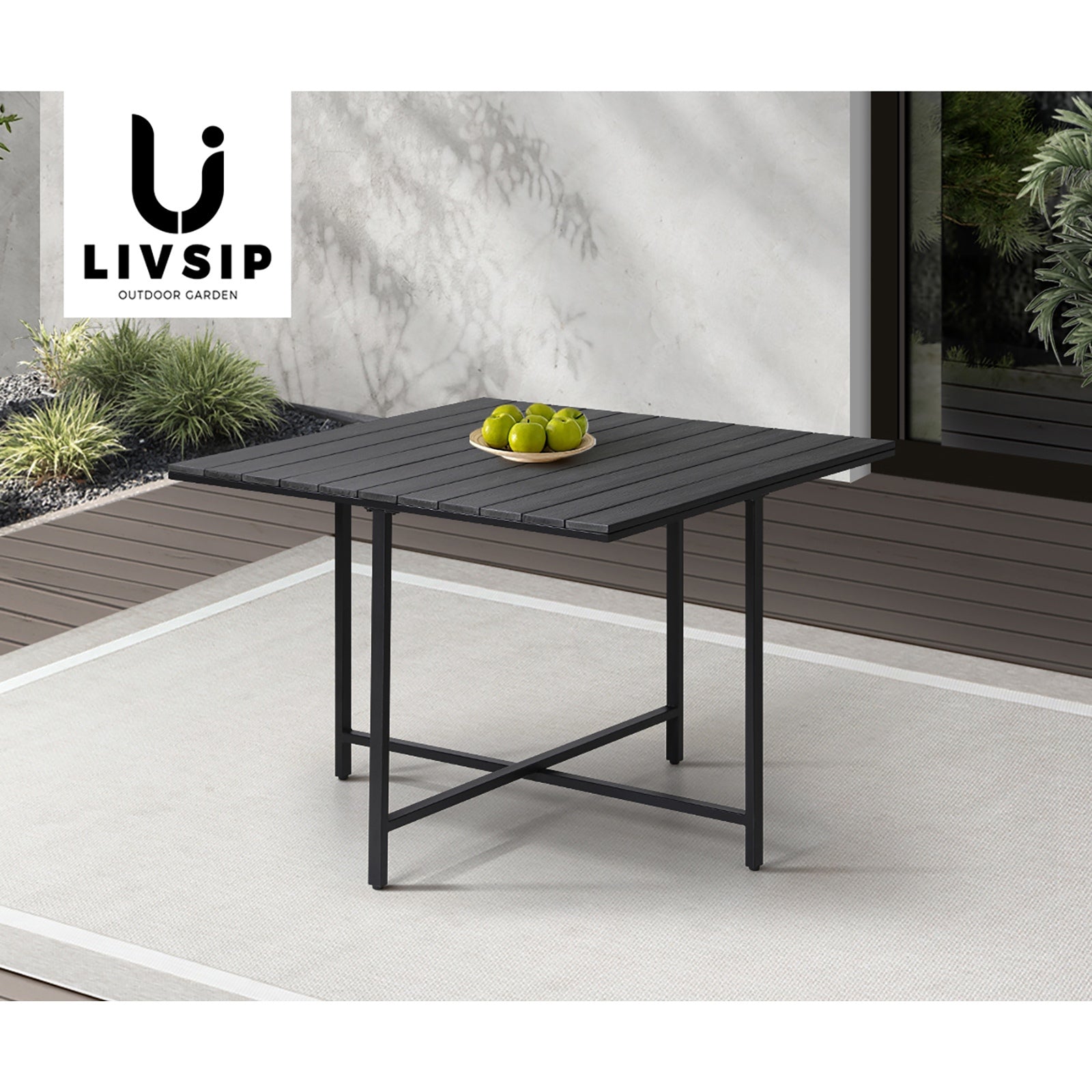 Livsip Outdoor Dining Table Furniture Lounge Patio Garden Setting Wood-Plastic - Sunyee