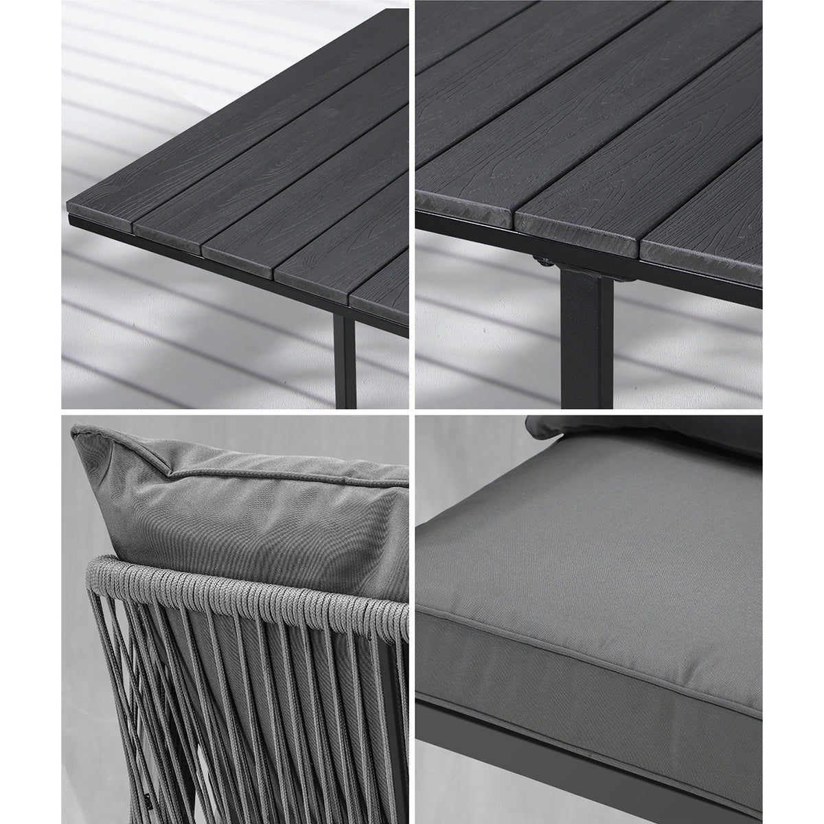 Livsip Outdoor Dining Set Patio Furniture Garden Balck Table Setting 4 Seater - Sunyee