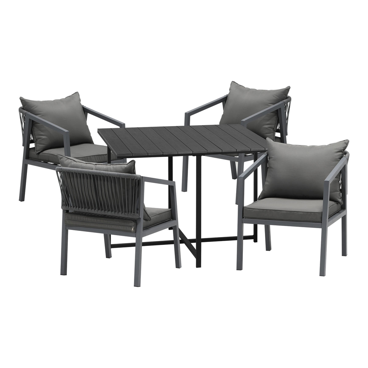 Livsip Outdoor Dining Set Patio Furniture Garden Balck Table Setting 4 Seater - Sunyee
