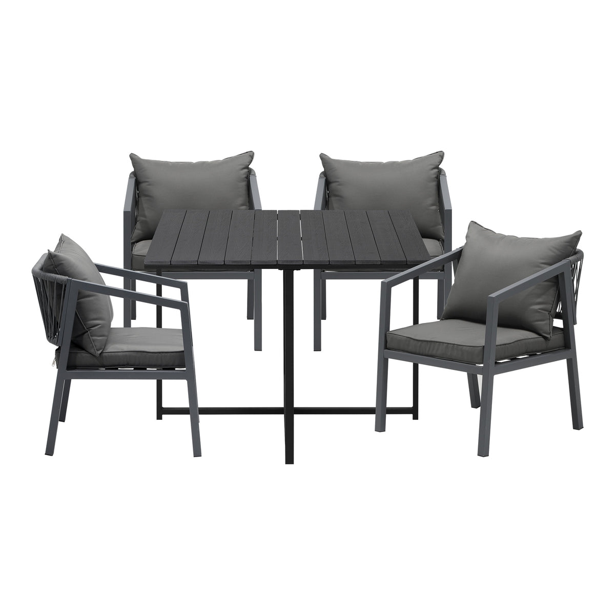 Livsip Outdoor Dining Set Patio Furniture Garden Balck Table Setting 4 Seater - Sunyee
