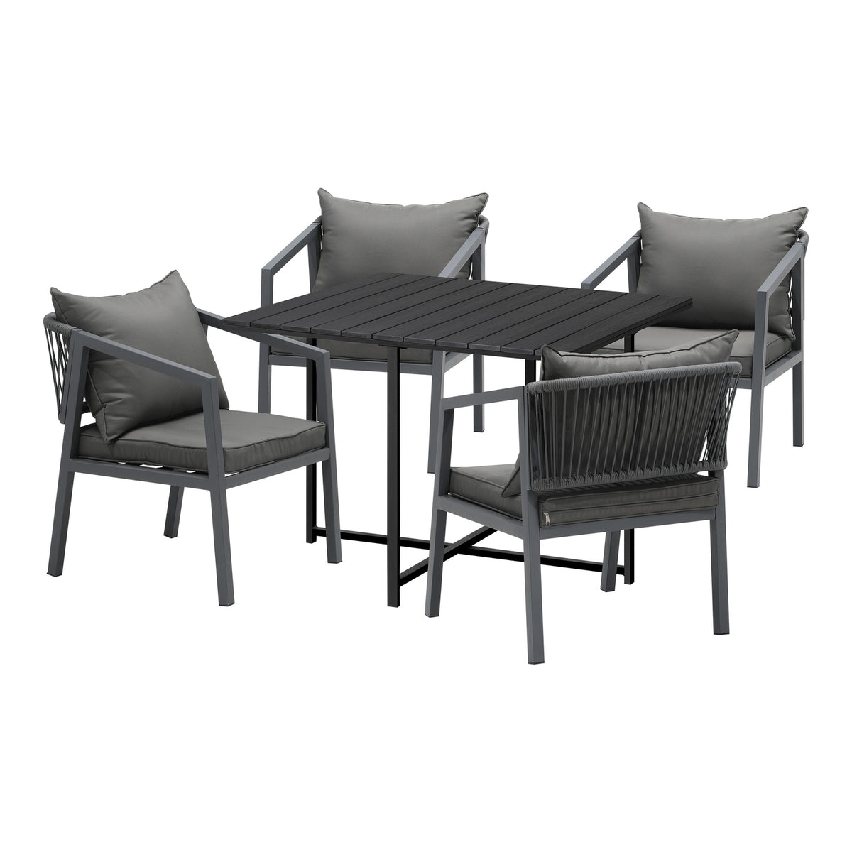 Livsip Outdoor Dining Set Patio Furniture Garden Balck Table Setting 4 Seater - Sunyee