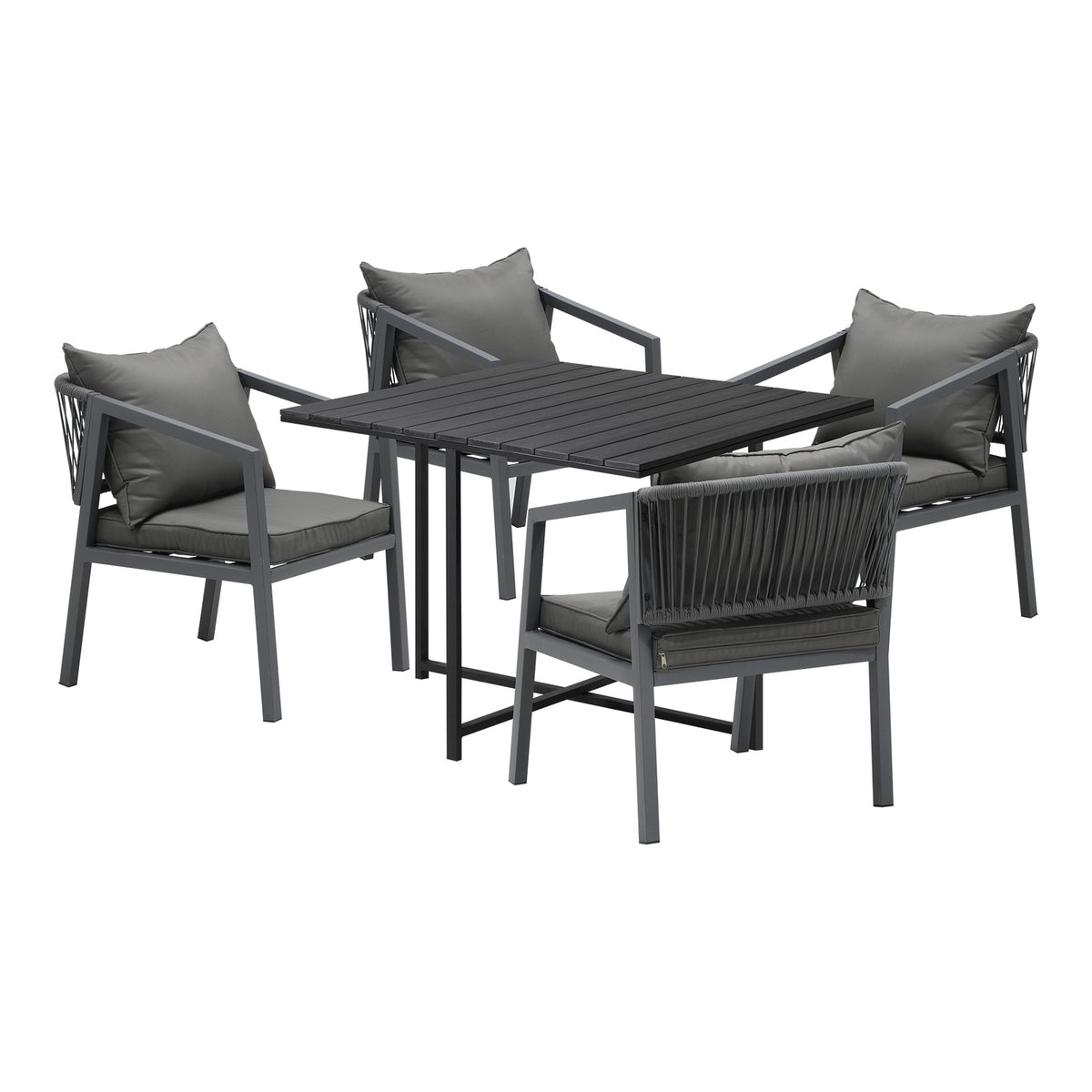 Livsip Outdoor Dining Set Patio Furniture Garden Balck Table Setting 4 Seater - Sunyee