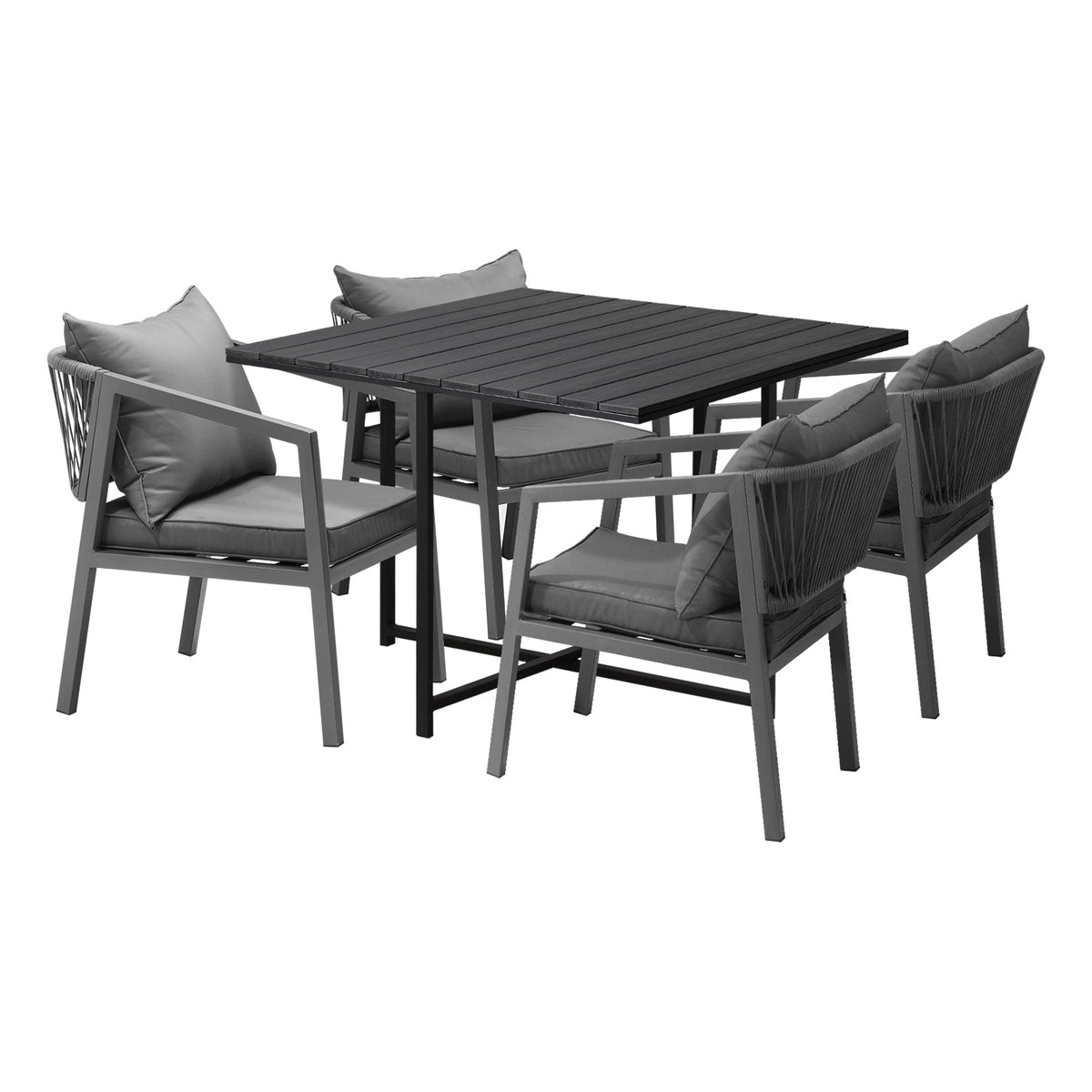Livsip Outdoor Dining Set Patio Furniture Garden Balck Table Setting 4 Seater - Sunyee