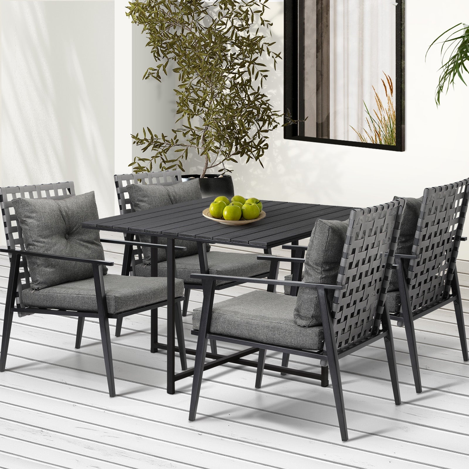 Livsip Outdoor Dining Set Patio Furniture Setting Rattan Chairs and Chairs 5PCS - Sunyee