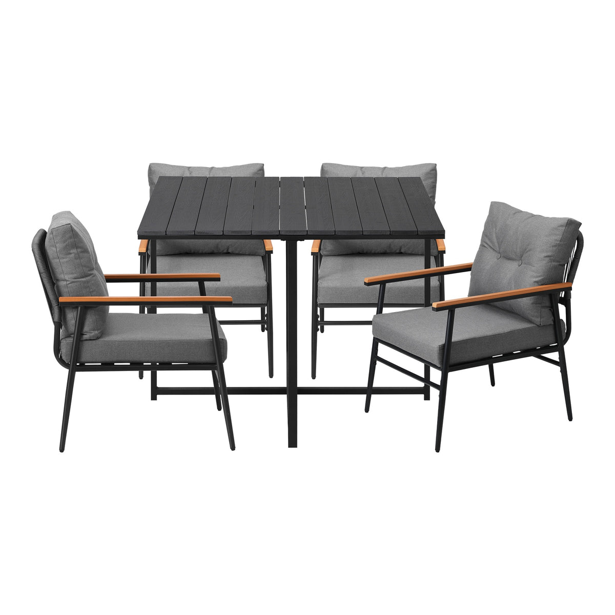 Livsip Outdoor Dining Set Patio Furniture Garden Black Table and Chairs 4 Seater - Sunyee