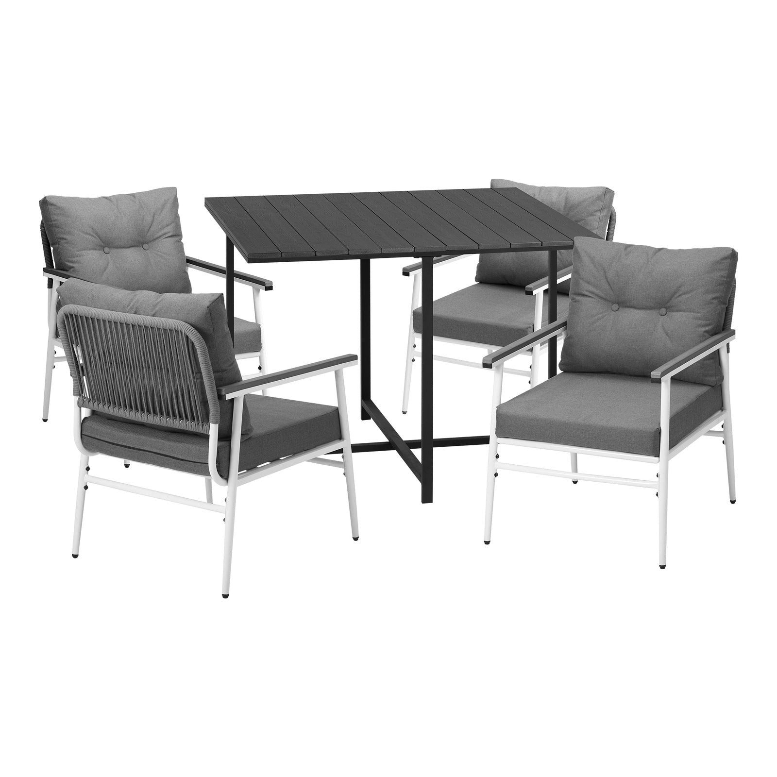 Livsip Outdoor Dining Set Patio Furniture Garden Black Table and Chairs 4 Seater - Sunyee