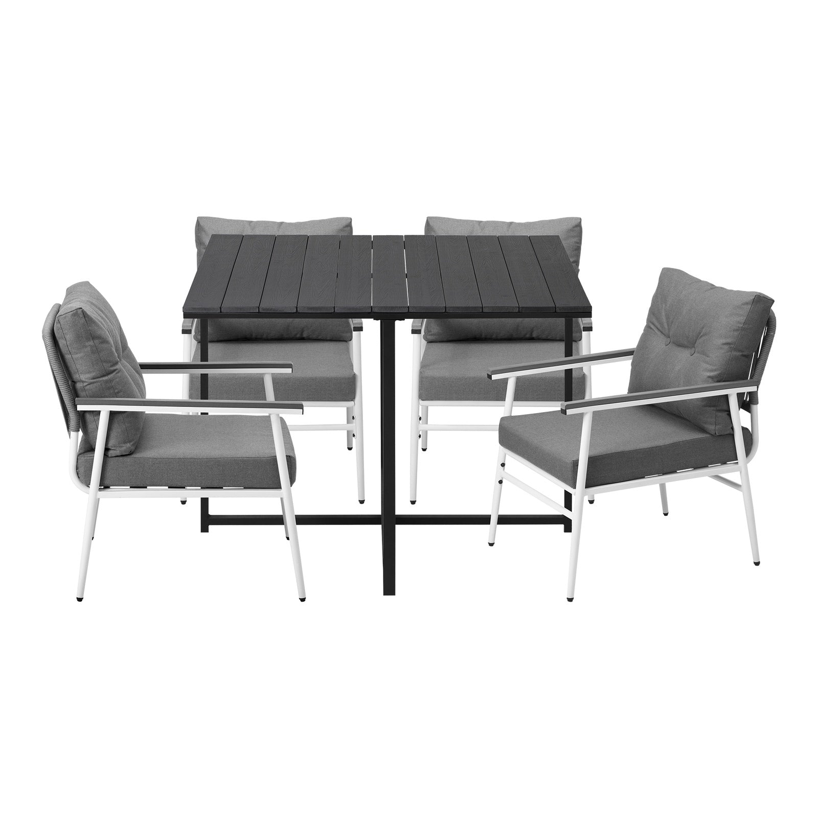Livsip Outdoor Dining Set Patio Furniture Garden Black Table and Chairs 4 Seater - Sunyee