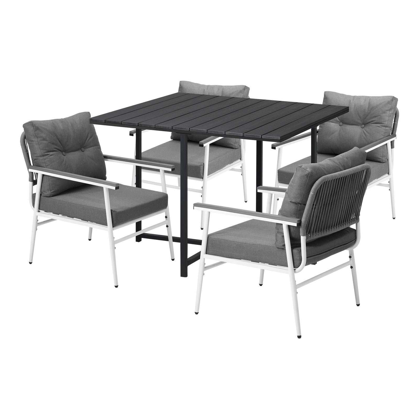 Livsip Outdoor Dining Set Patio Furniture Garden Black Table and Chairs 4 Seater - Sunyee