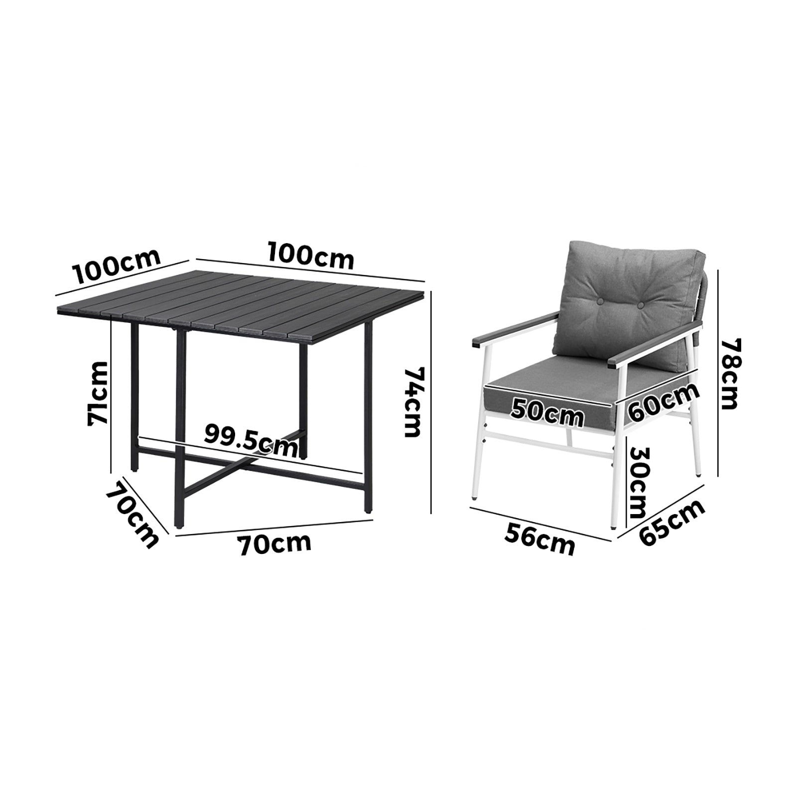 Livsip Outdoor Dining Set Patio Furniture Garden Black Table and Chairs 4 Seater - Sunyee