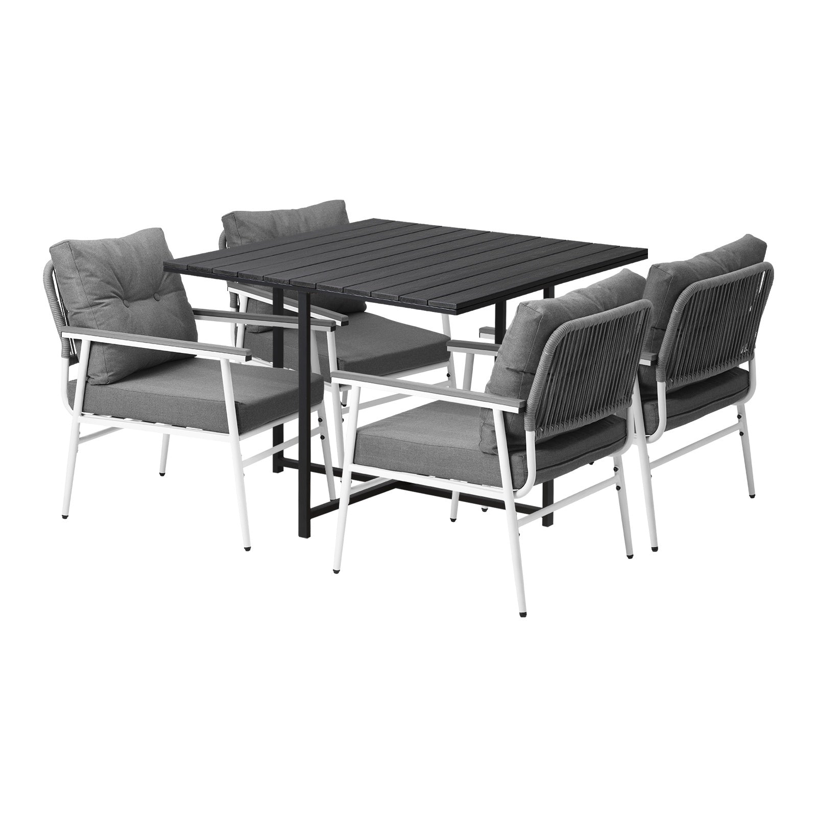 Livsip Outdoor Dining Set Patio Furniture Garden Black Table and Chairs 4 Seater - Sunyee