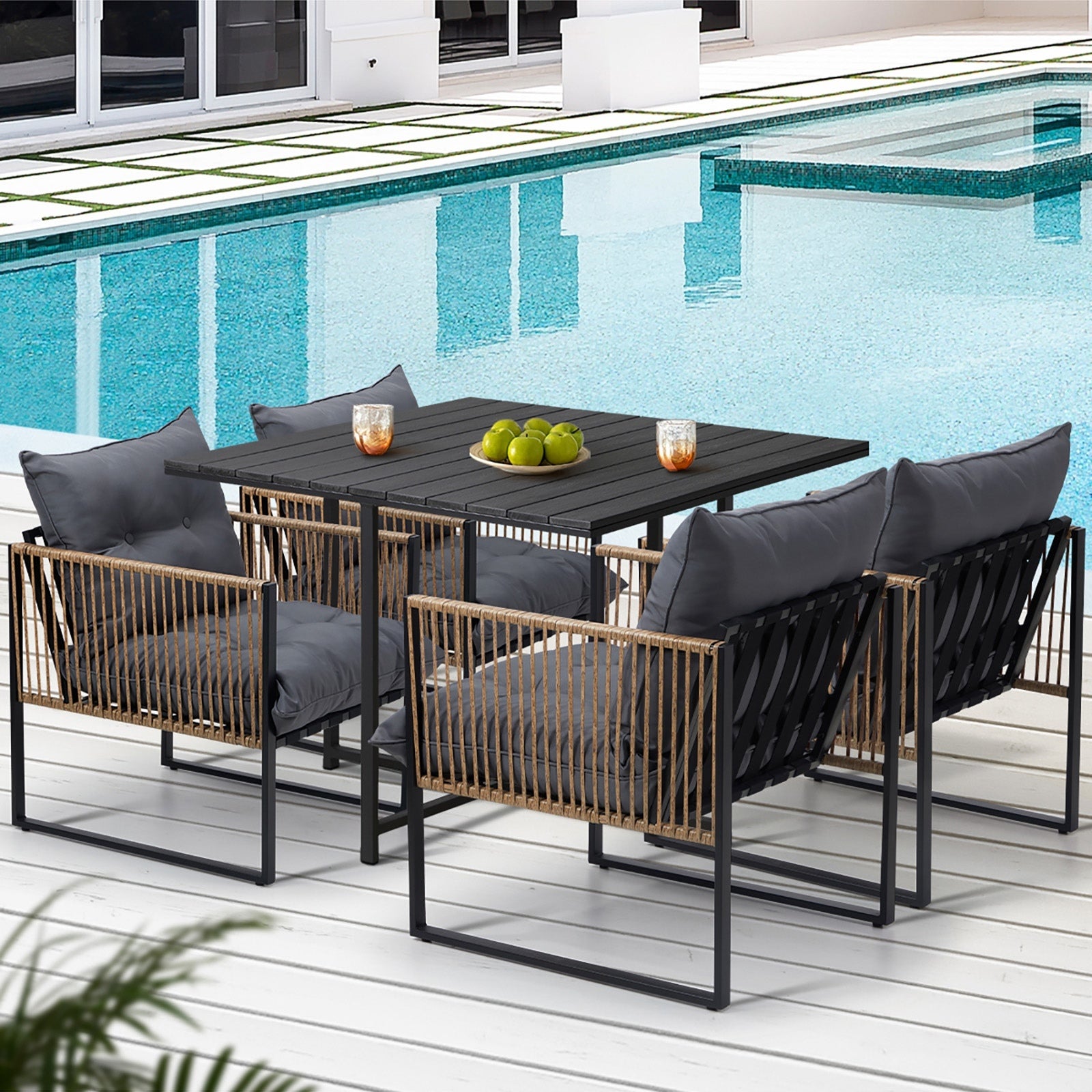 Livsip Outdoor Dining Set Patio Furniture Garden 4 Seater - Sunyee