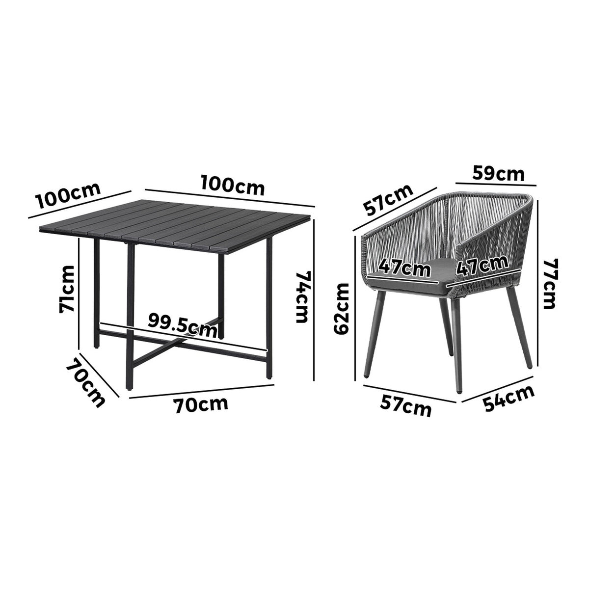 Livsip 5PCS Outdoor Dining Set Furniture Black Table Lounge Chairs Patio Setting - Sunyee