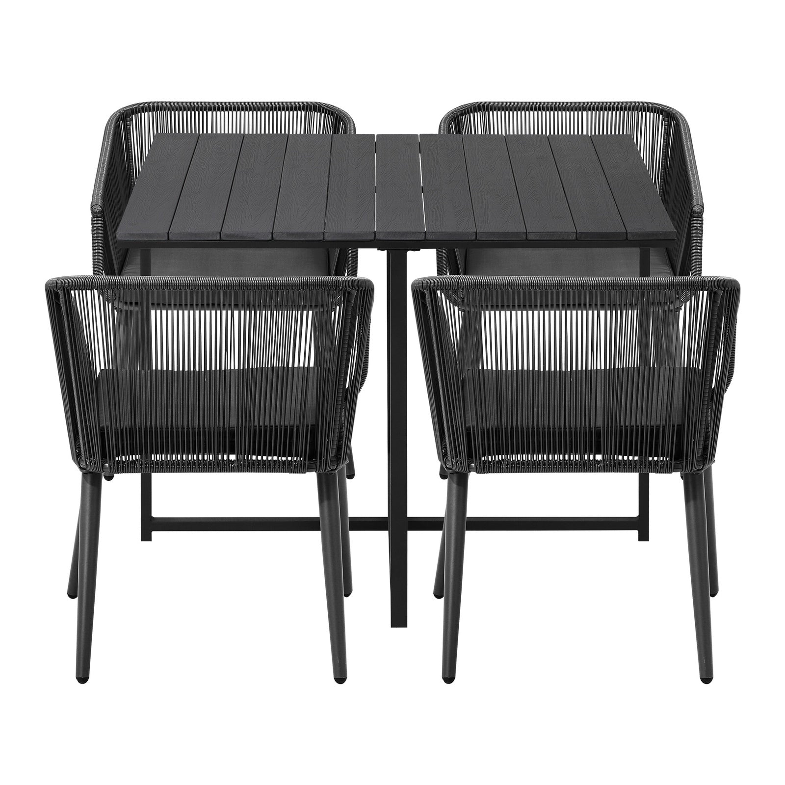 Livsip 5PCS Outdoor Dining Set Furniture Black Table Lounge Chairs Patio Setting - Sunyee