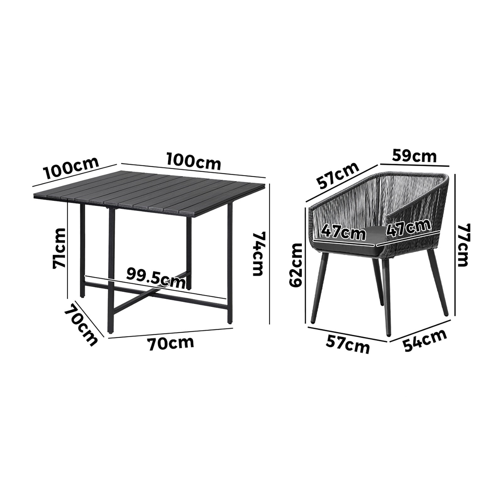 Livsip 5PCS Outdoor Dining Set Furniture Black Table Lounge Chairs Patio Setting - Sunyee