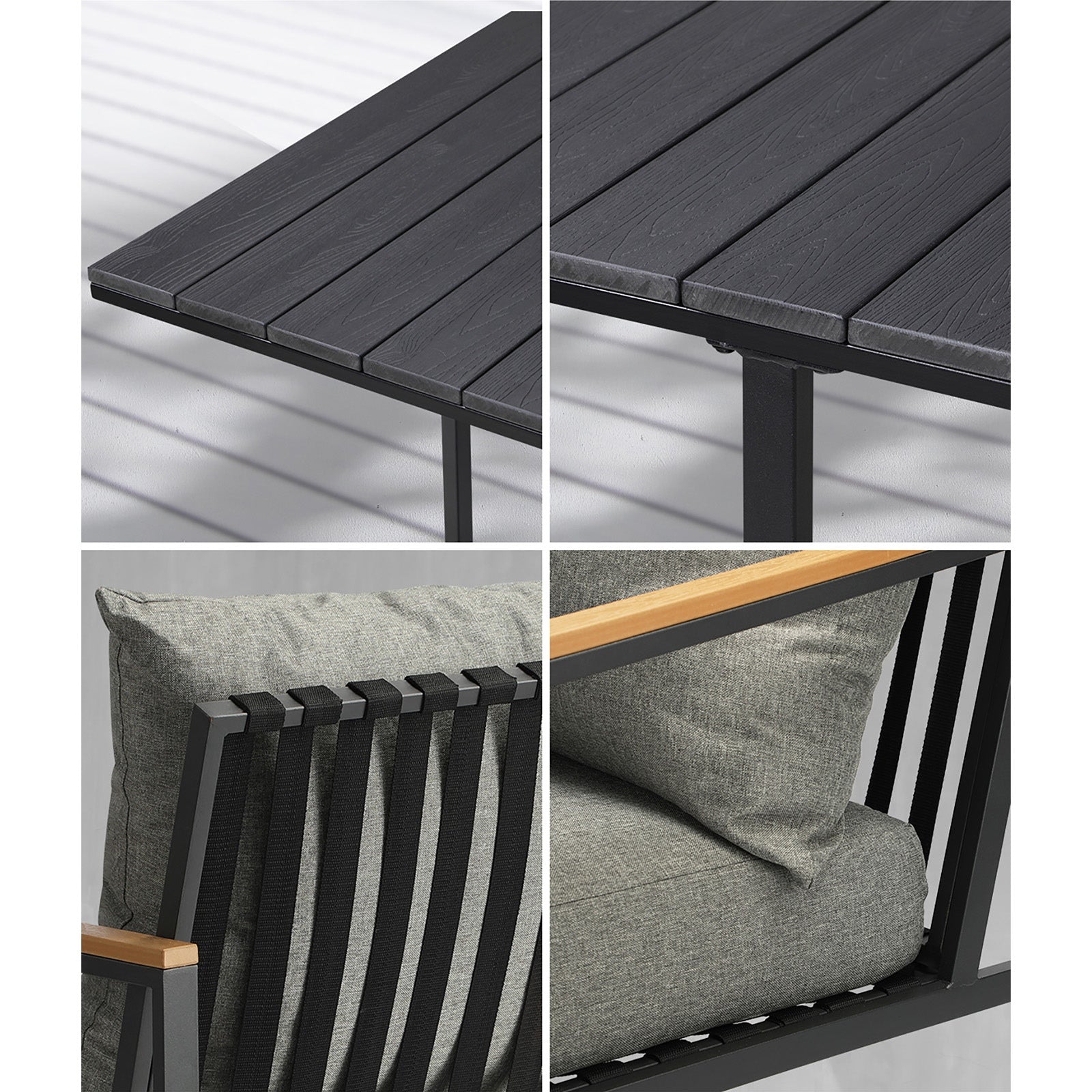 Livsip Outdoor Dining Set Black Table and Chairs 5PCS Patio Furniture Setting - Sunyee