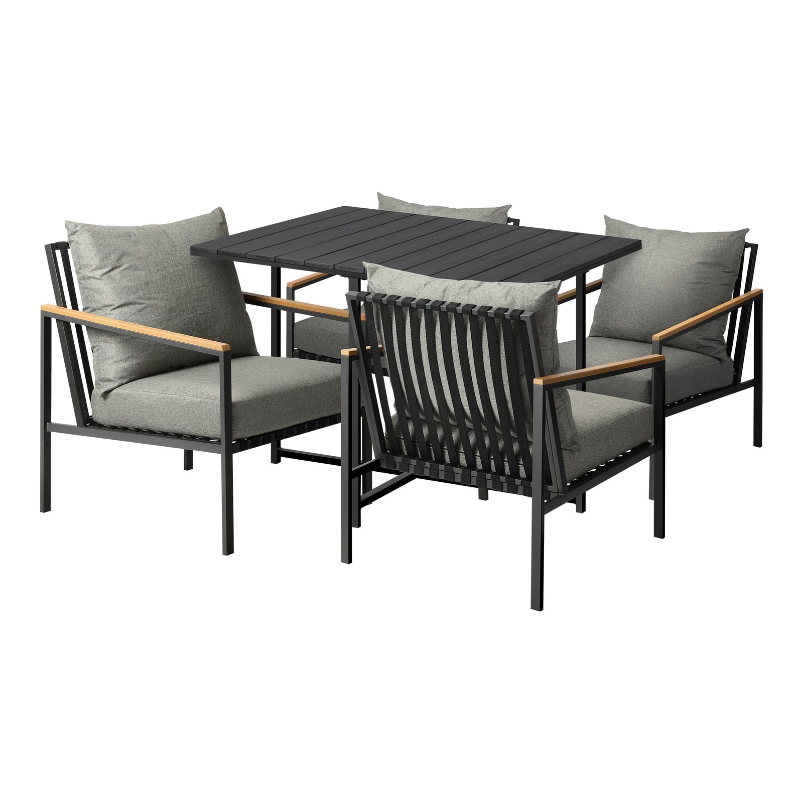 Livsip Outdoor Dining Set Black Table and Chairs 5PCS Patio Furniture Setting - Sunyee