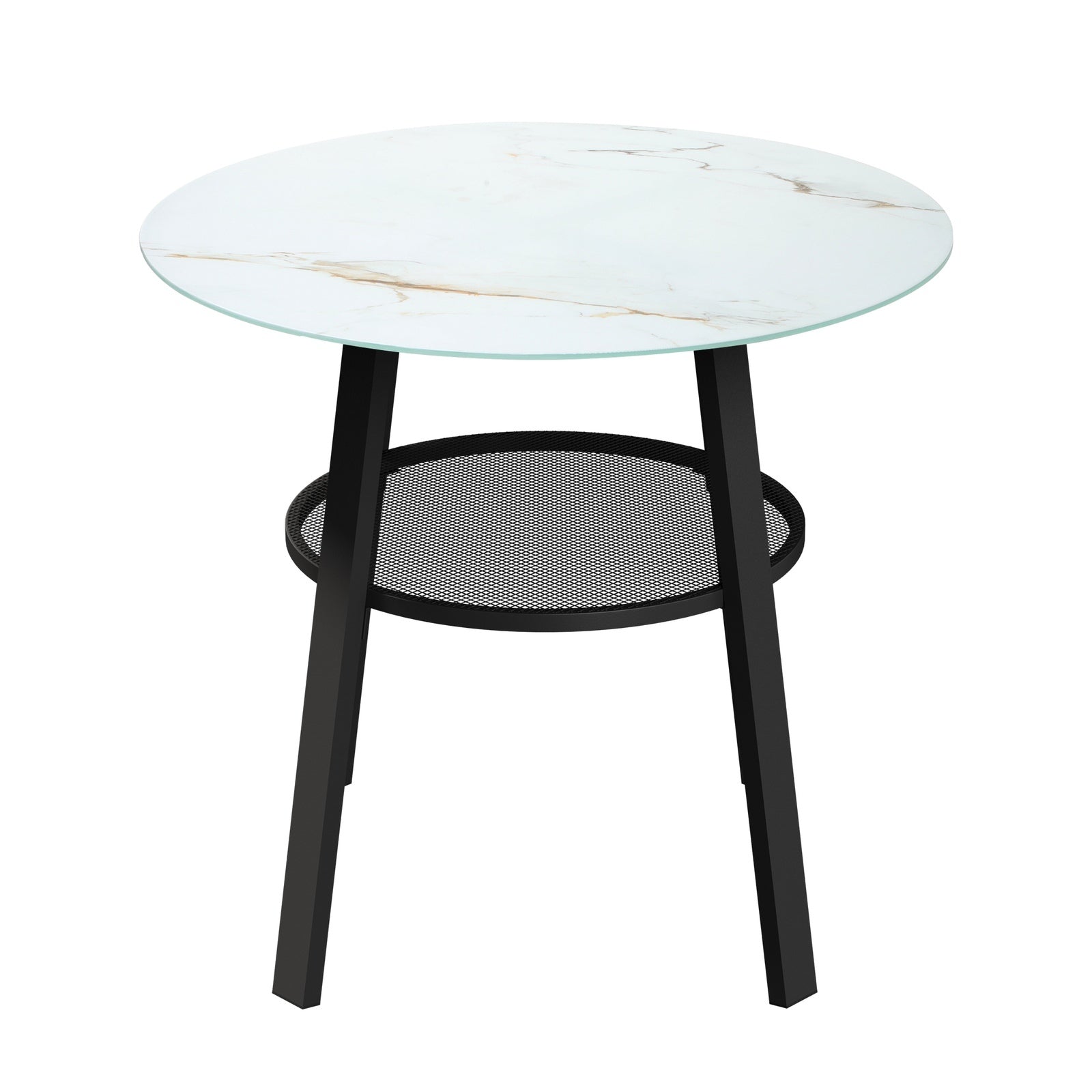 Livsip Outdoor Dining Table w/ Storage Shelf Patio Furniture Black 90cm - Sunyee