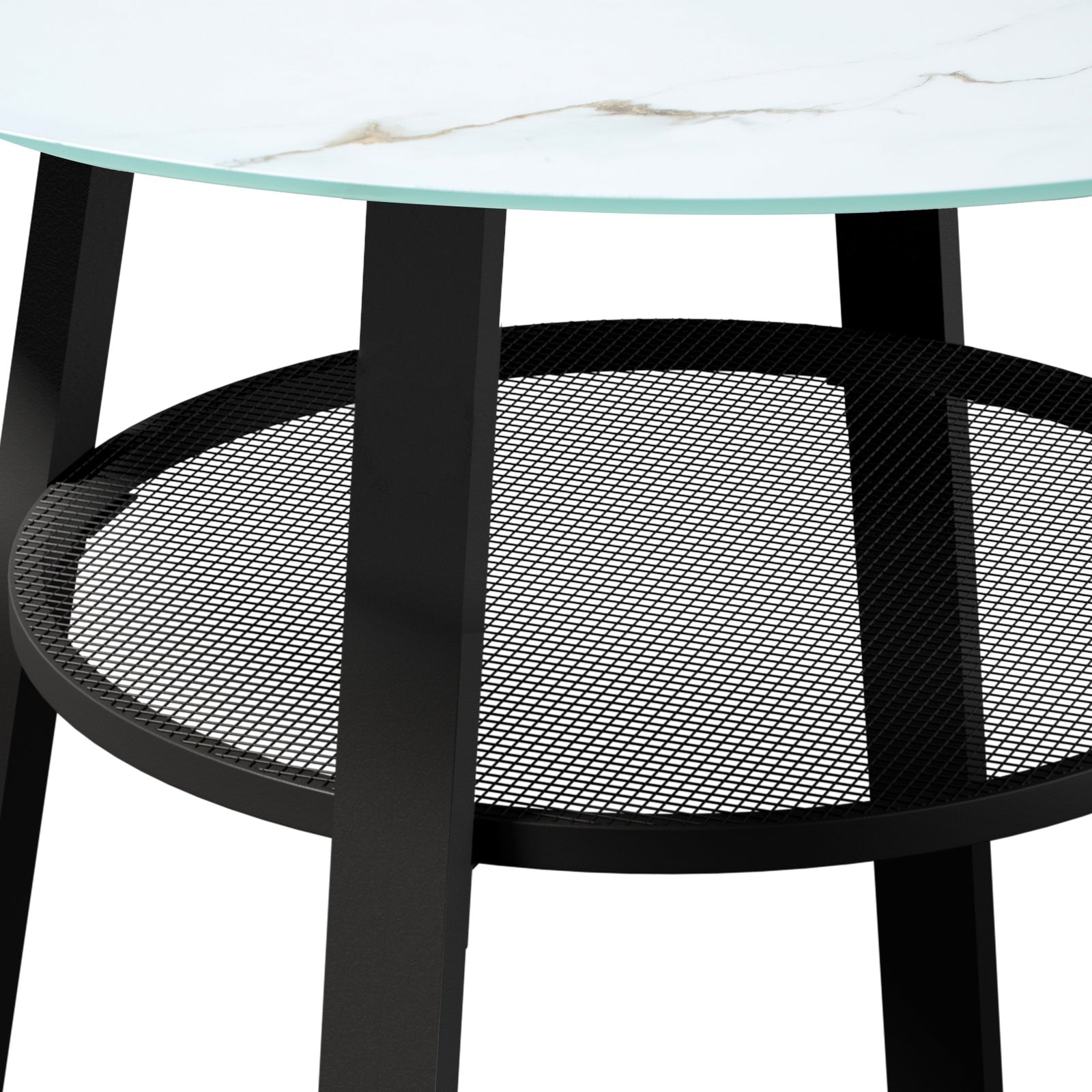 Livsip Outdoor Dining Table w/ Storage Shelf Patio Furniture Black 90cm - Sunyee