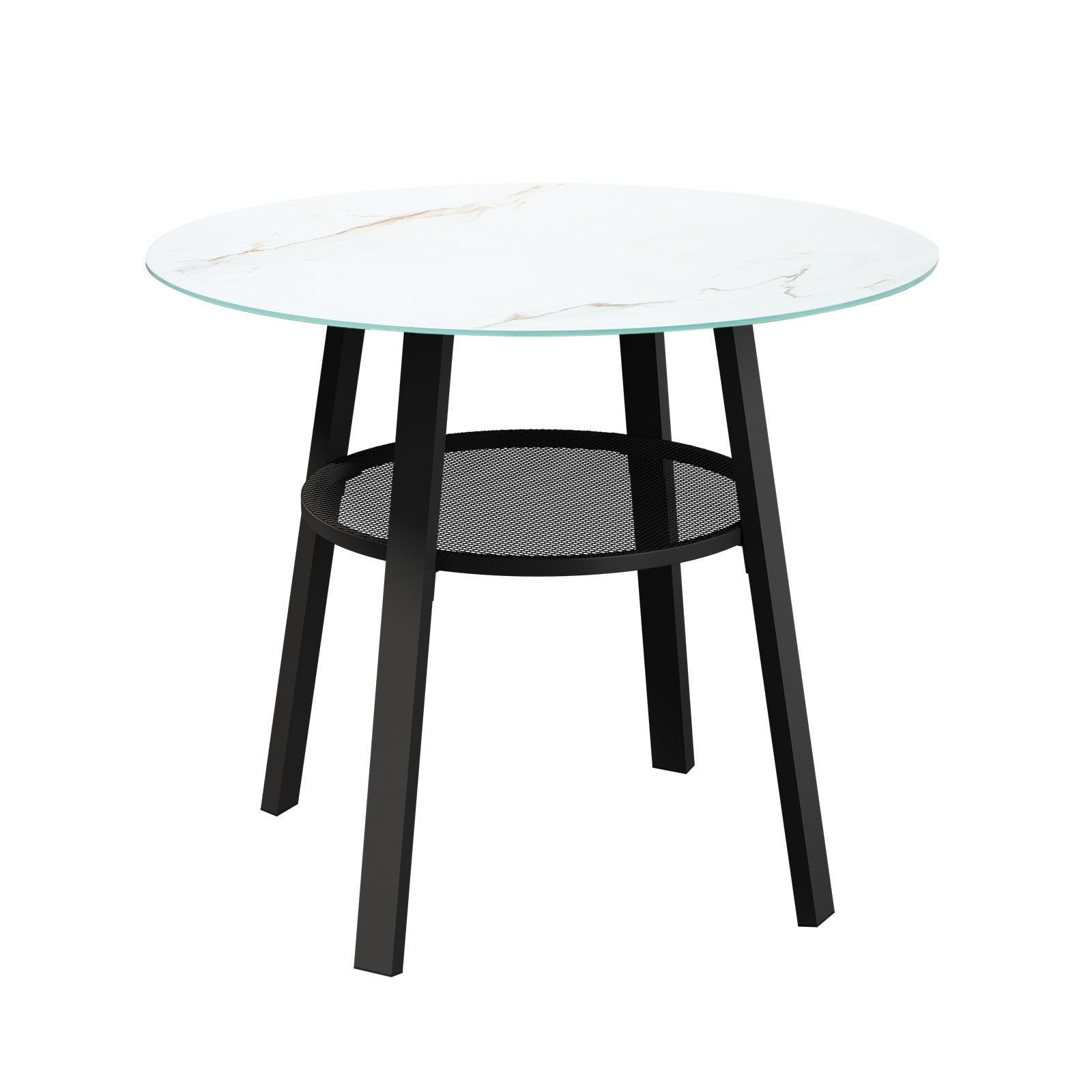 Livsip Outdoor Dining Table w/ Storage Shelf Patio Furniture Black 90cm - Sunyee