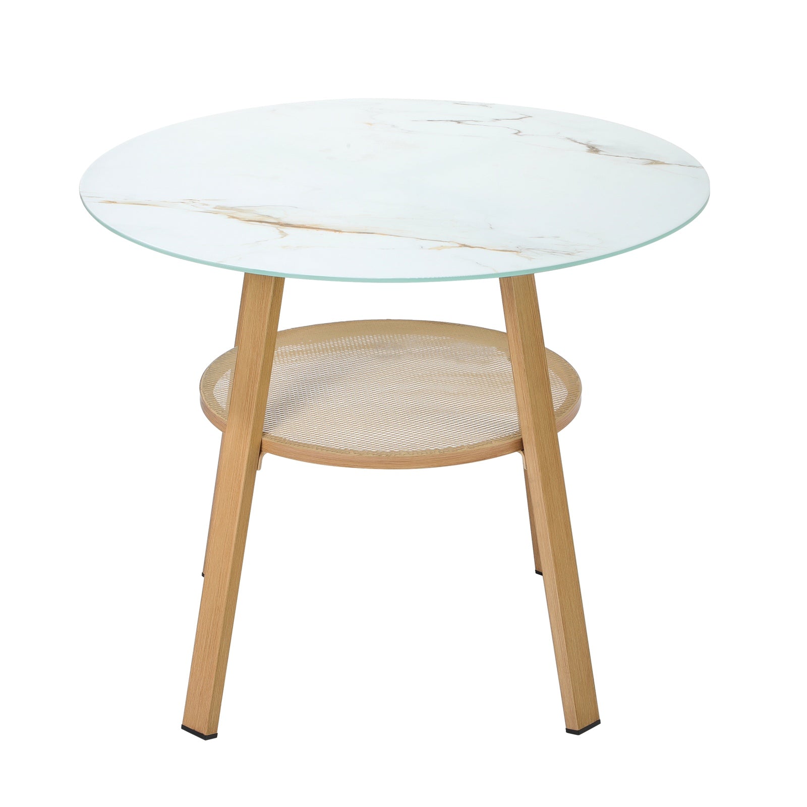 Livsip Outdoor Dining Table w/ Storage Shelf Patio Furniture Brown 90cm - Sunyee