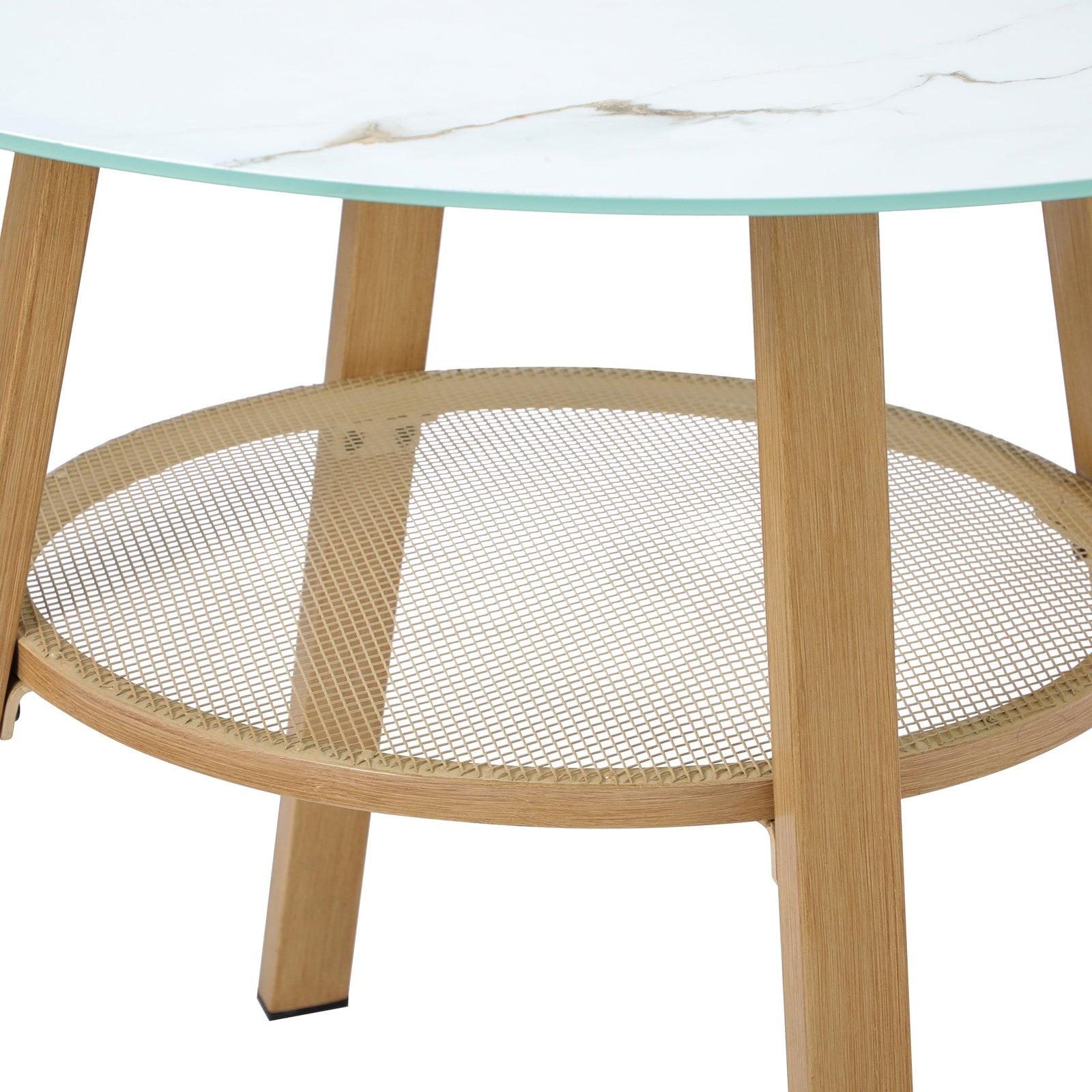 Livsip Outdoor Dining Table w/ Storage Shelf Patio Furniture Brown 90cm - Sunyee