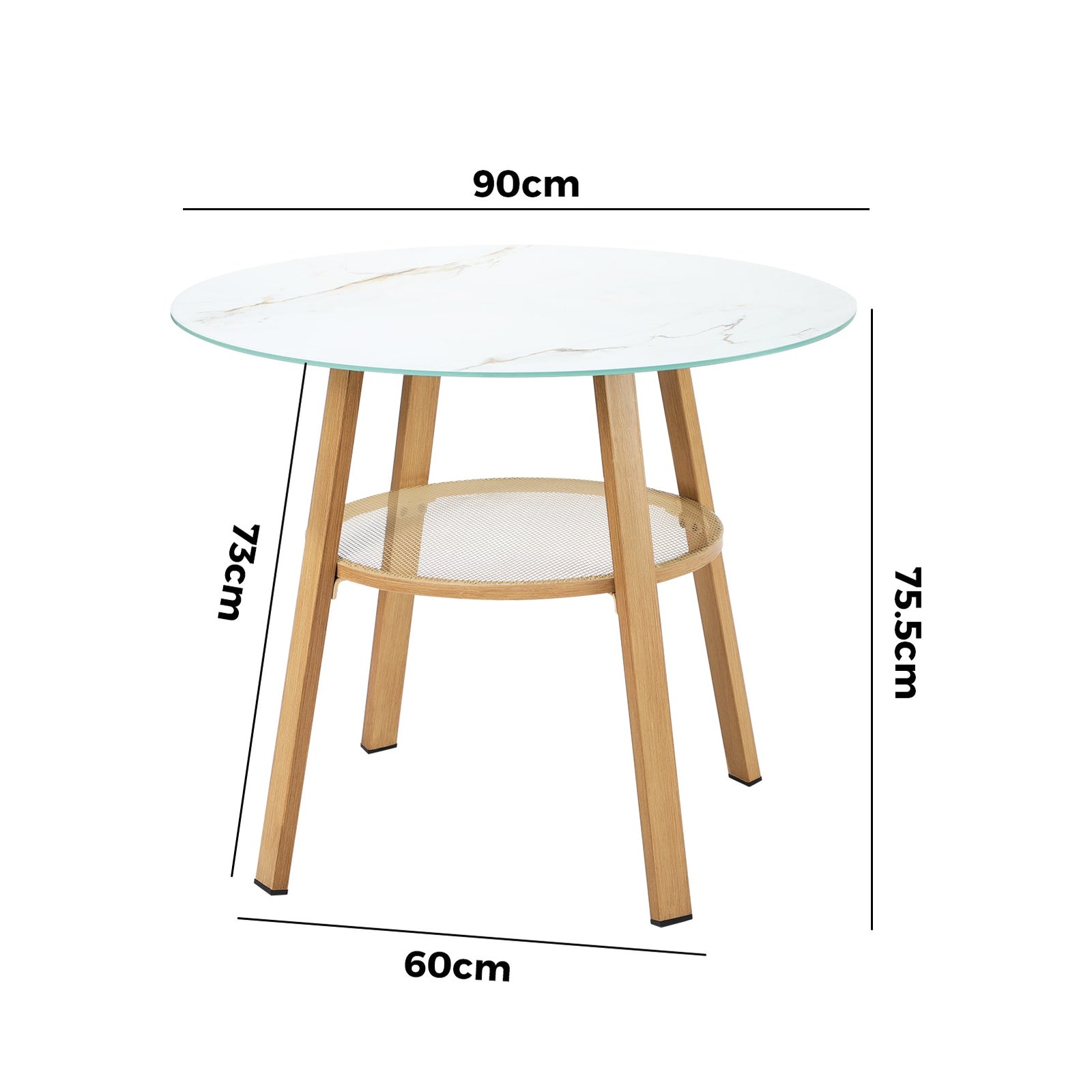 Livsip Outdoor Dining Table w/ Storage Shelf Patio Furniture Brown 90cm - Sunyee