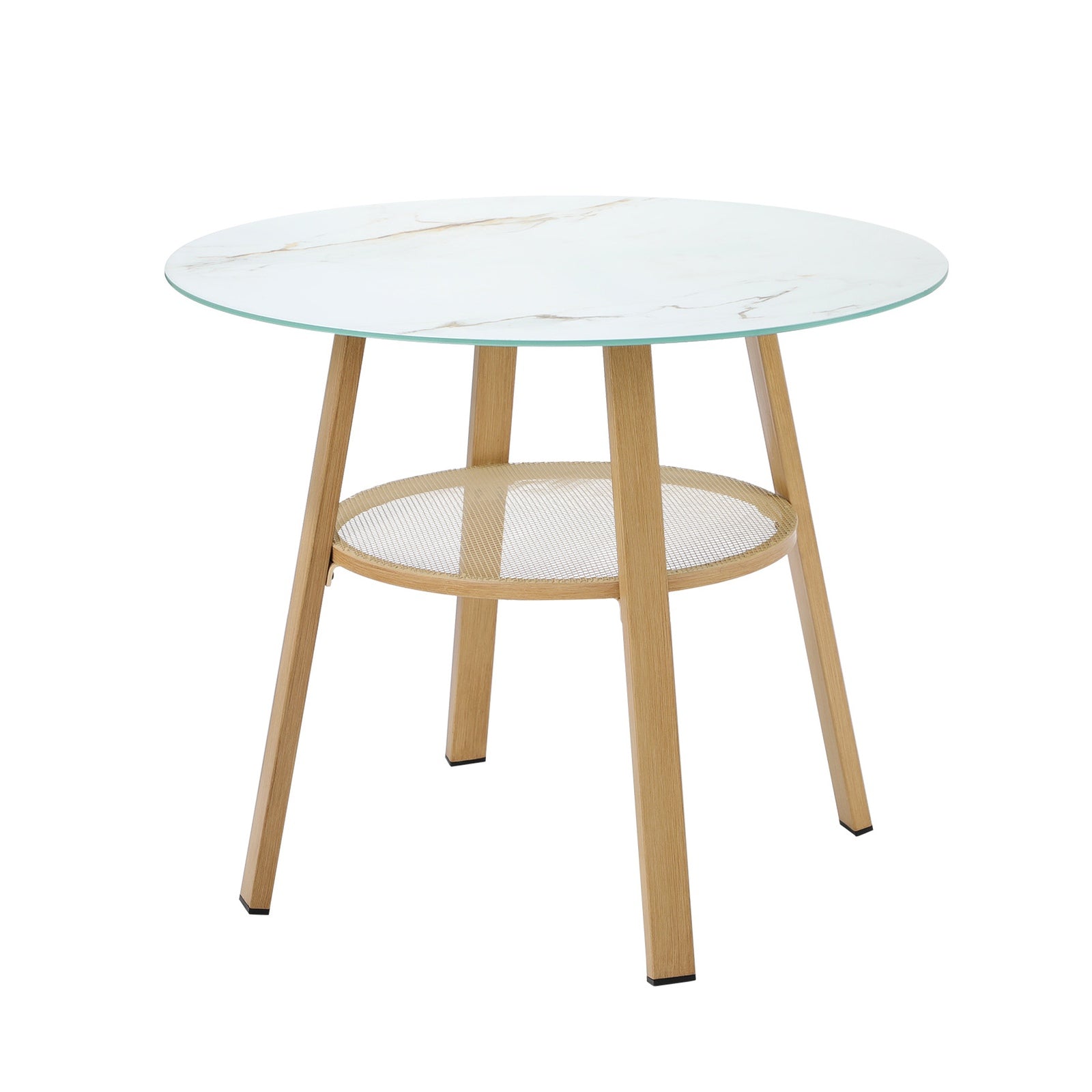 Livsip Outdoor Dining Table w/ Storage Shelf Patio Furniture Brown 90cm - Sunyee