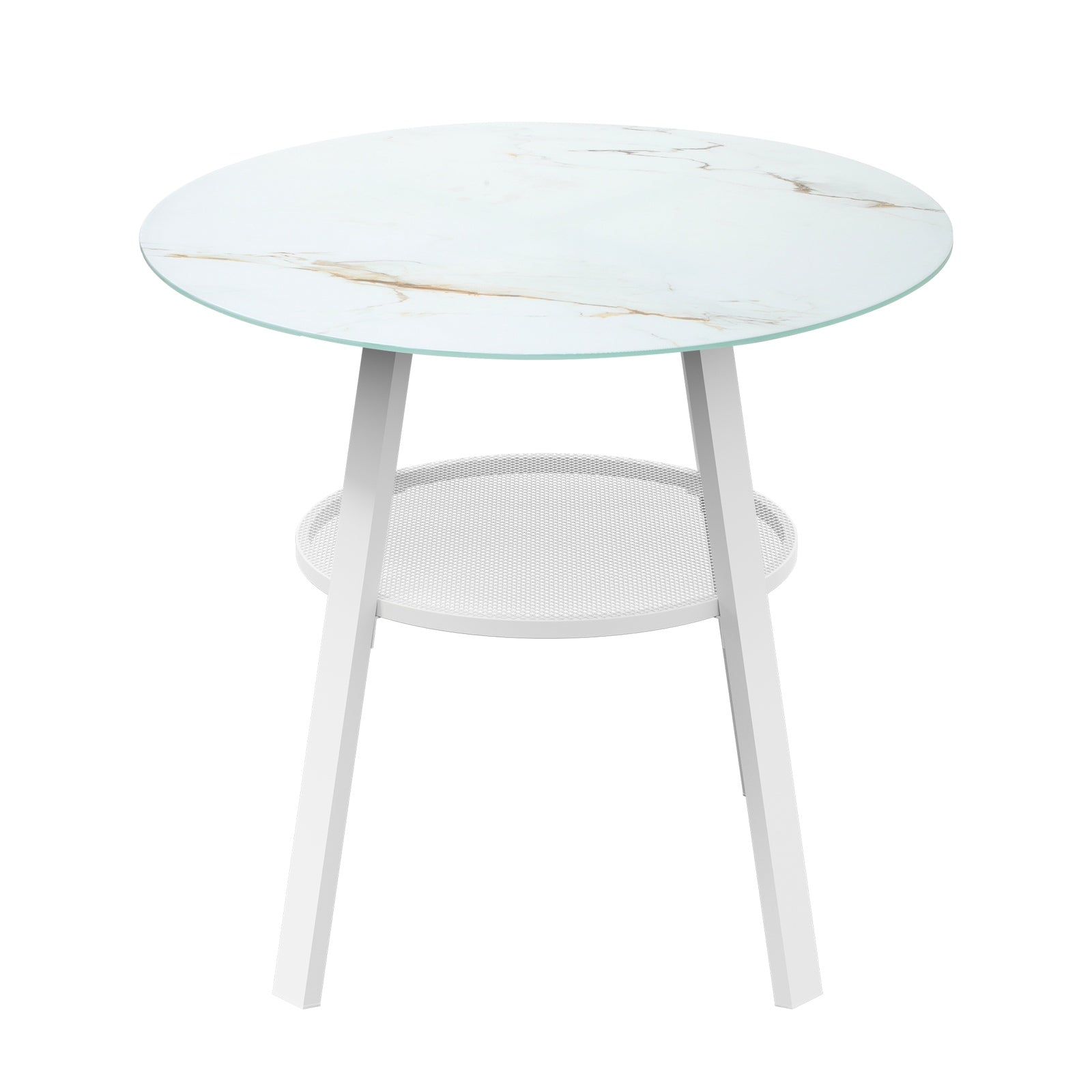 Livsip Outdoor Dining Table w/ Storage Shelf Patio Furniture White 90cm - Sunyee