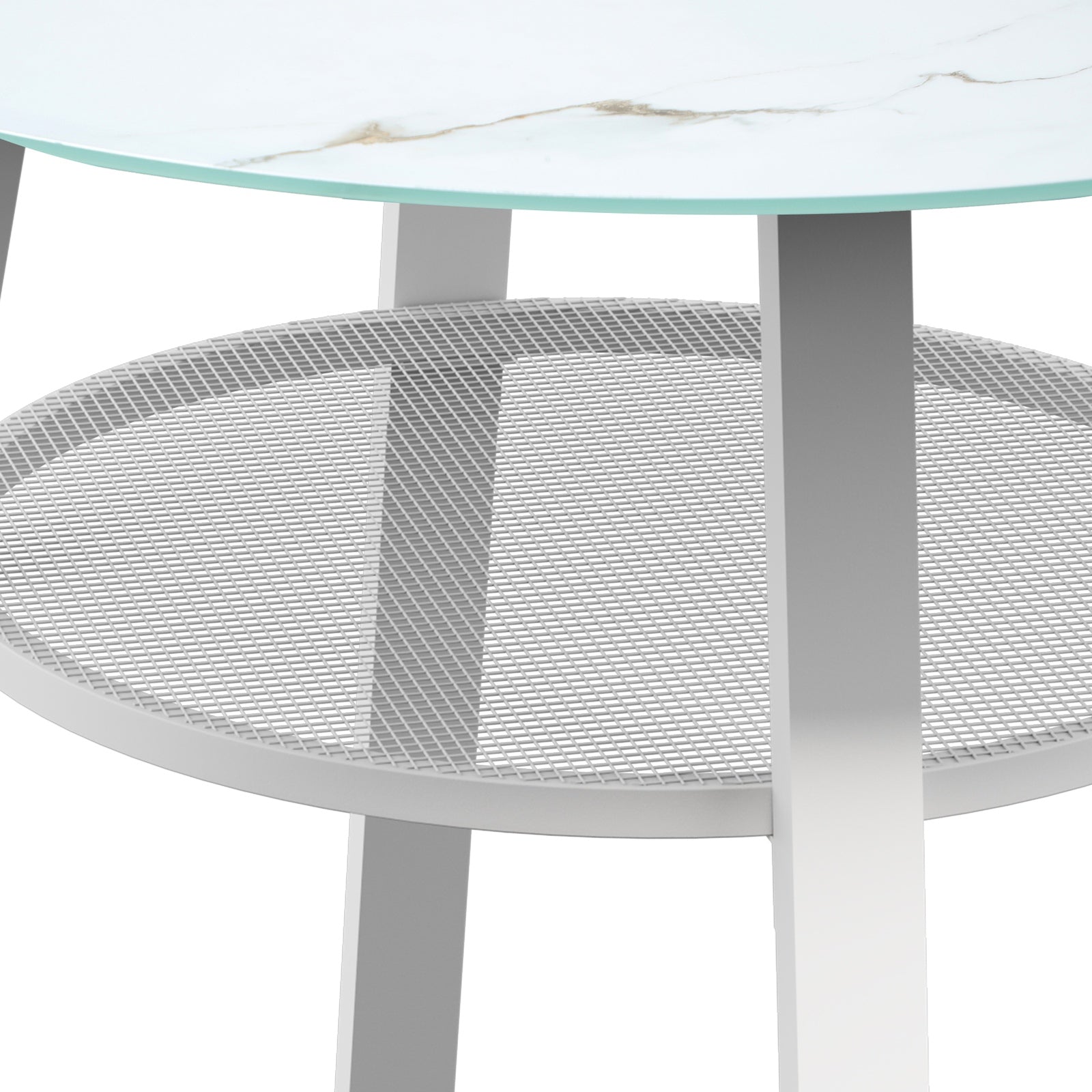 Livsip Outdoor Dining Table w/ Storage Shelf Patio Furniture White 90cm - Sunyee